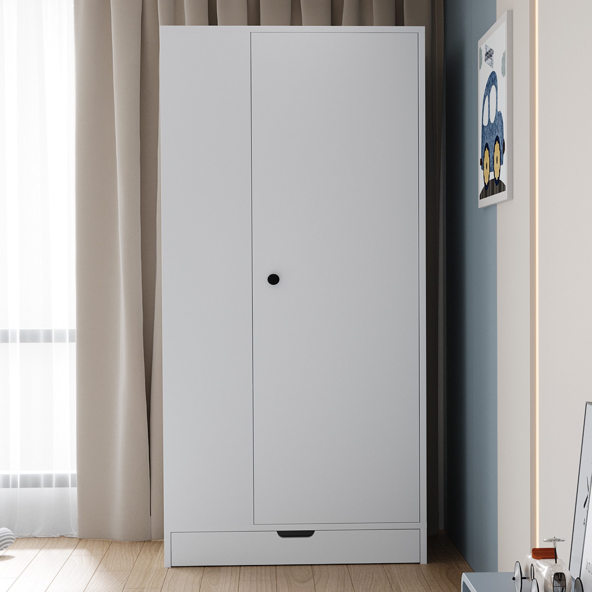 REDOM Kleiderschrank Schrank,eintürige Ausführung,mit Einlegeböden (Kleiderschrank 70x40x170 cm - Eintürig mit Schubladen & Einlegeböden – Platzsparend., 70x40x170 cm)