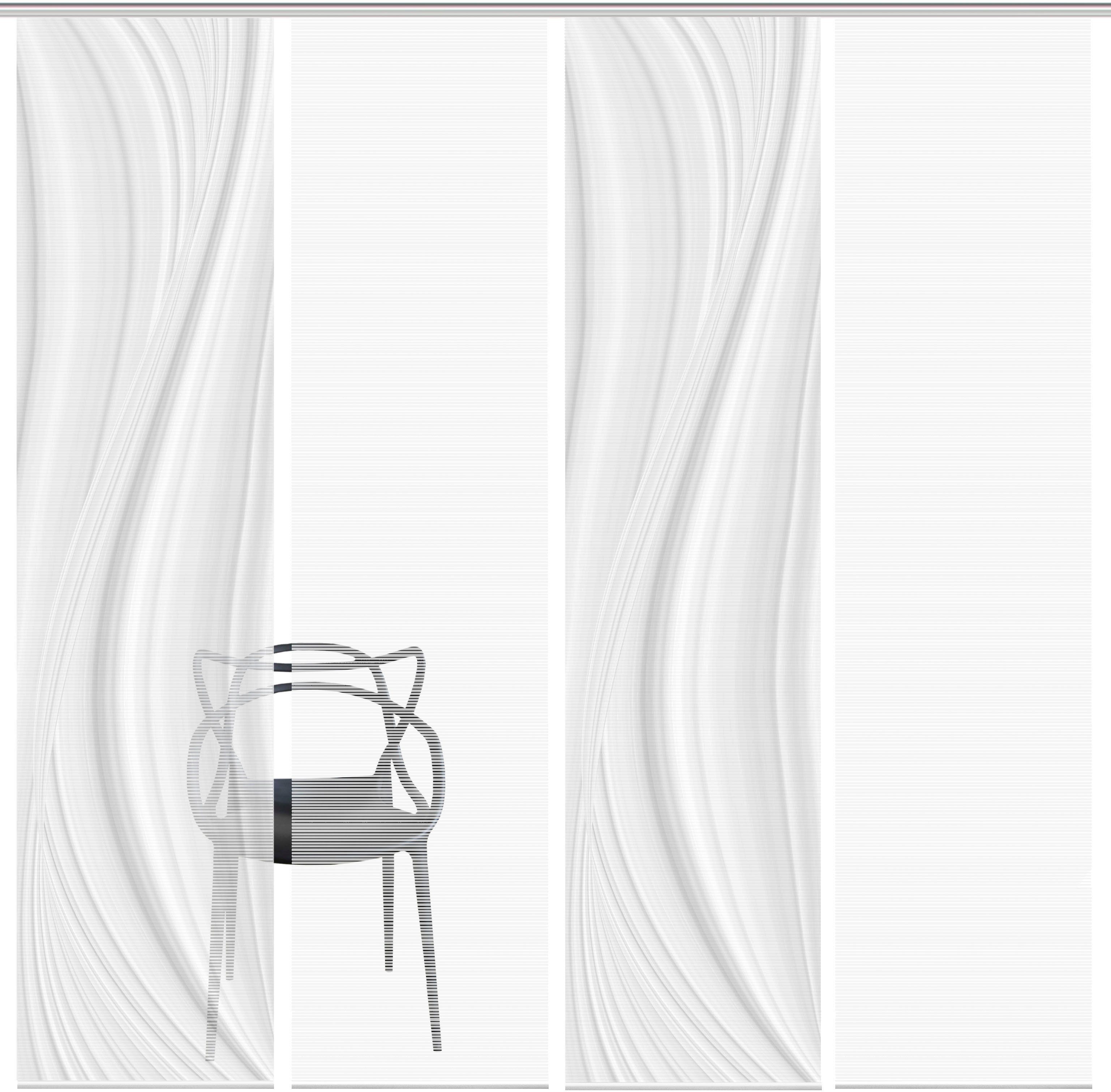 Vision S Schiebegardine LAURINA 4er SET (4 St), Paneelwagen, halbtransparent, Schiebevorhang Digidruck 4er Set LAURINA