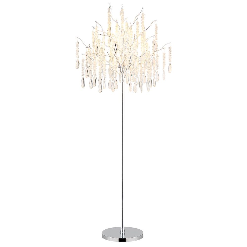 GLOBO LIGHTING LED Deckenfluter, Leuchtmittel inklusive, Warmweiß, LED Standleuchte Stehleuchte Esszimmerlampe Glaskristalle H 165 cm
