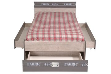 Parisot Jugendzimmer-Set Fabric, (Kinderzimmer Set 3-teilig, Stauraum-Bett Liegefläche 90x200 cm), mit Schreibtisch und Bettschubkästen