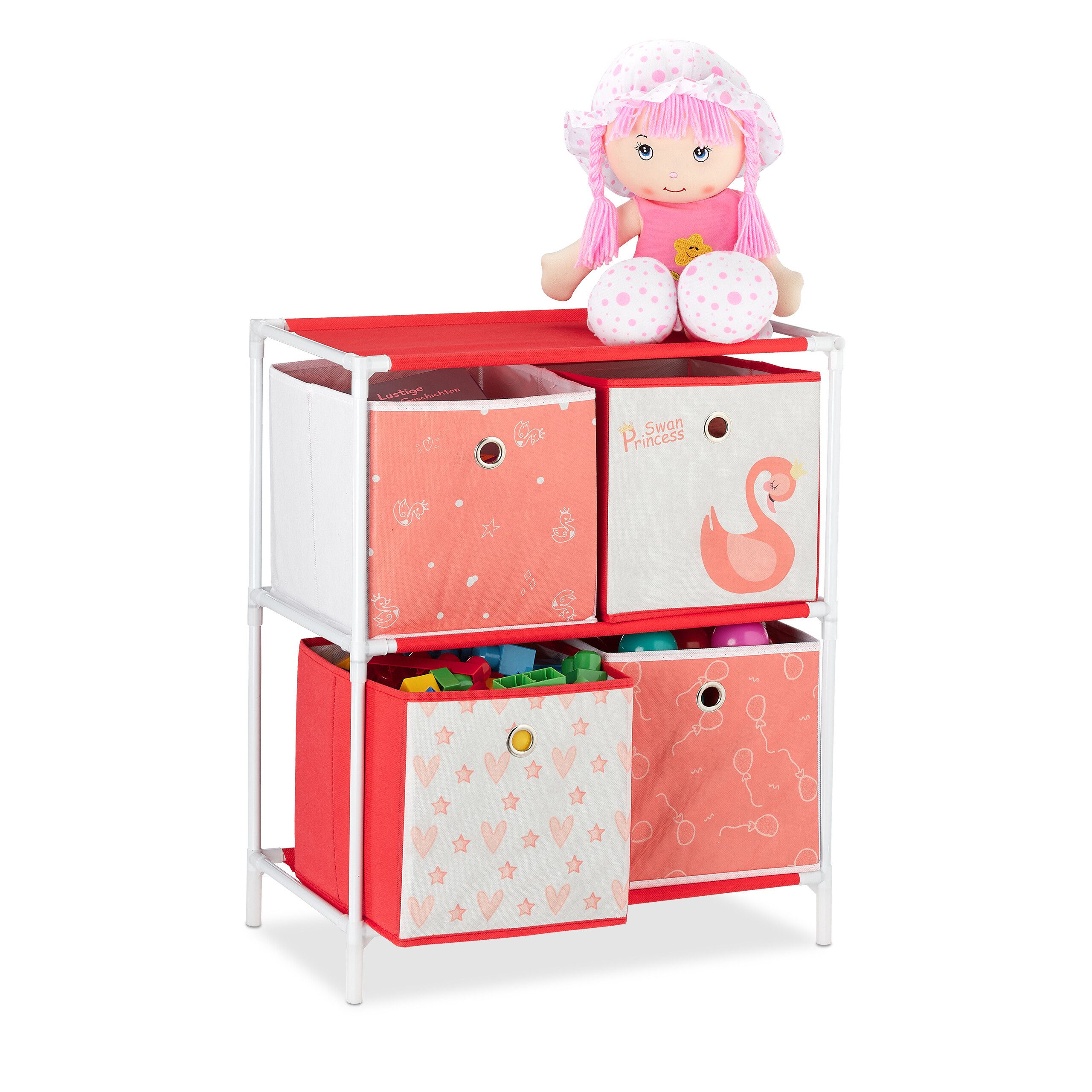 relaxdays Kinderregal Schwan mit Boxe, 4 günstig online kaufen