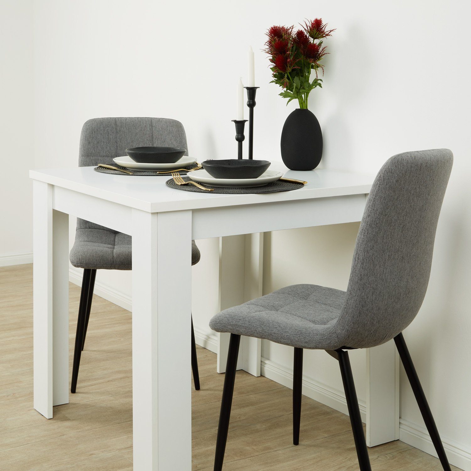 Stühle 2, Esszimmerstuhl Polsterstuhl | (kein Küchenstuhl Homestyle4u schwarz 4, 6 1, Stuhl Set) Grau