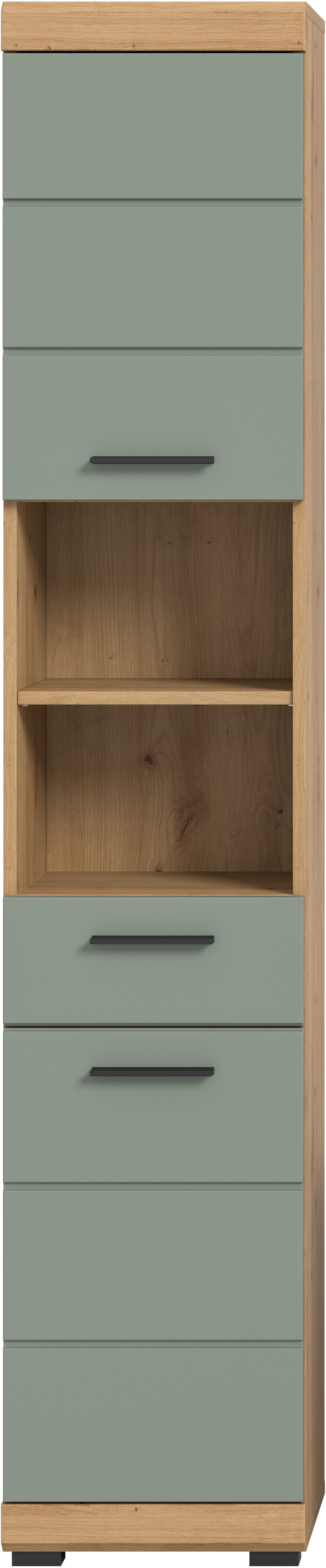 welltime Hochschrank SIENA, Breite 37cm, 2 Tür, 1 Schubkasten, 2 offene Fächer, MDF-Front (1-St., TOPSELLER) in verschiedenen Farben erhältlich, Badmöbel, Badschrank, Schrank, Bad