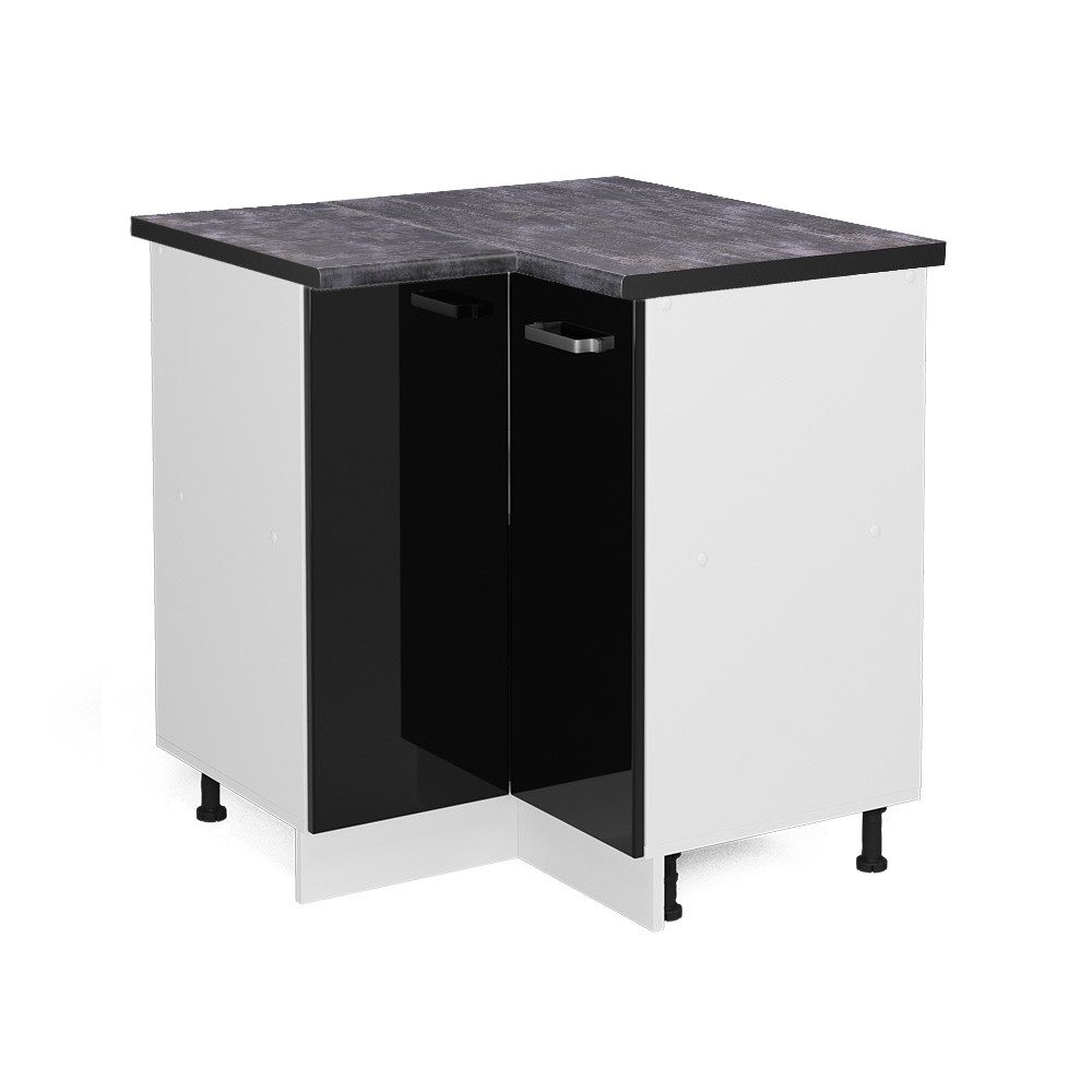 Vicco Eckunterschrank R-Line, Schwarz Hochglanz/Weiß, 75.6 günstig online kaufen