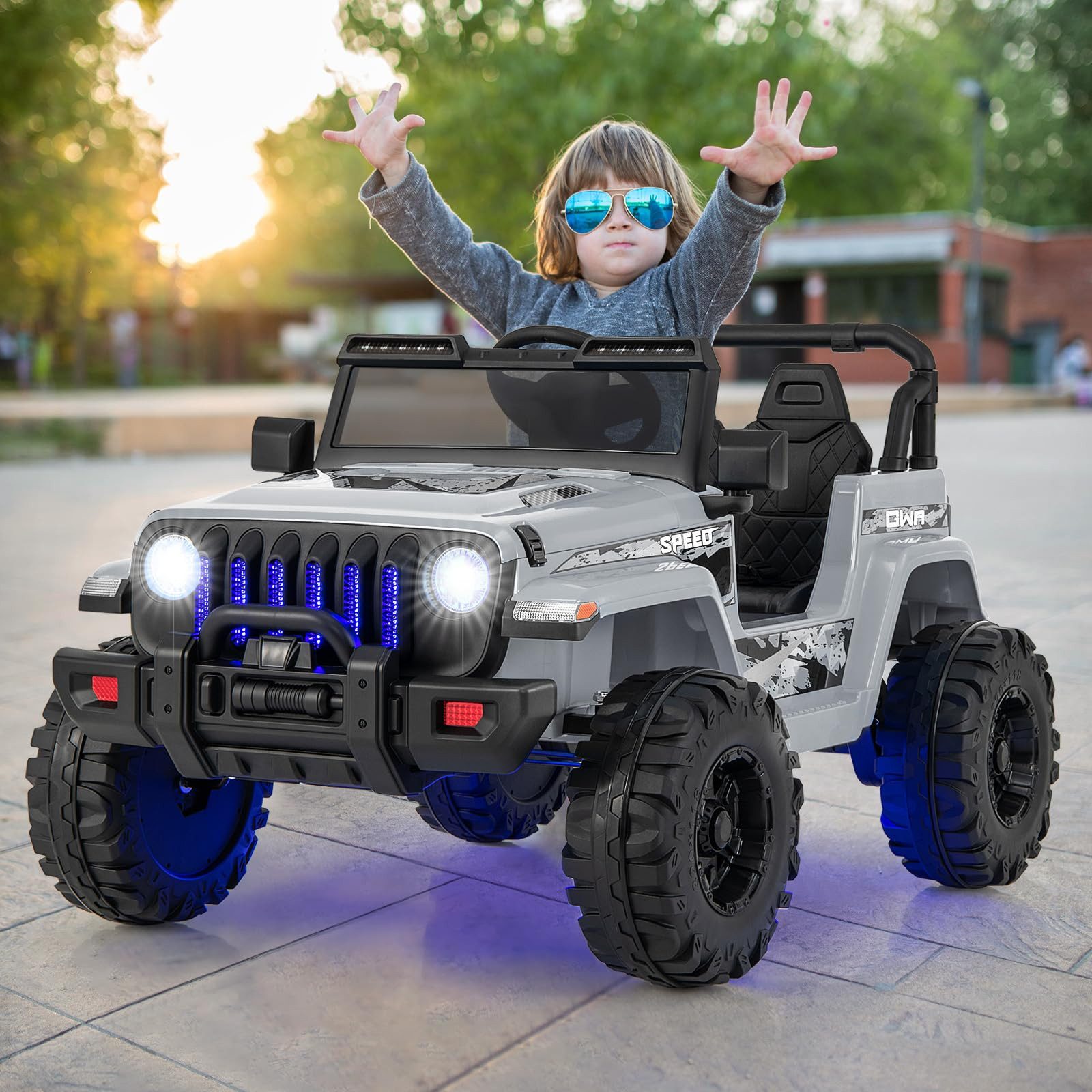 COSTWAY Elektro-Kinderauto 12V, mit 2 Geschwindigkeiten