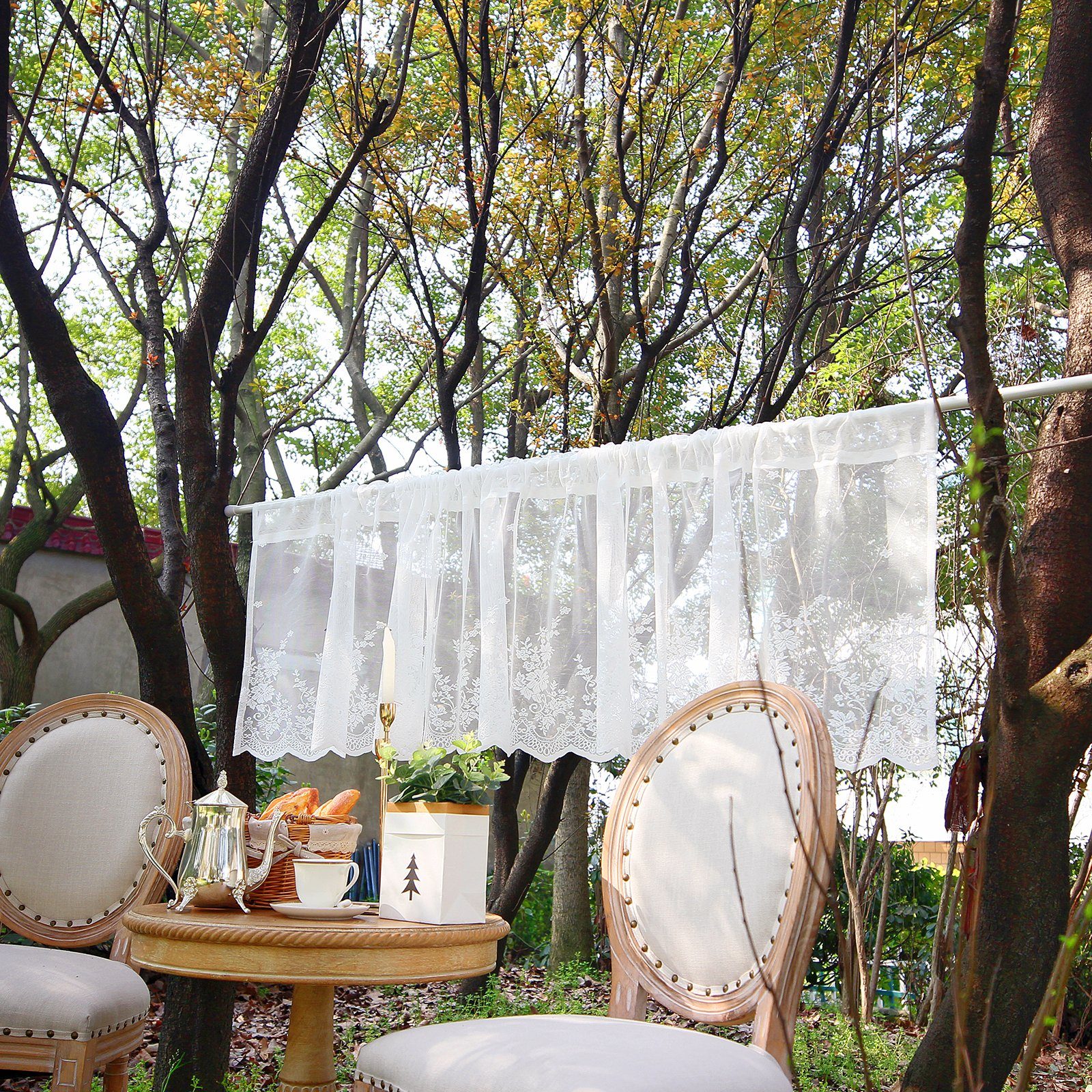 Qelus Vorhang Halbtransparent Fenster Gardine Kurz Vorhänge Küche Scheibeng günstig online kaufen