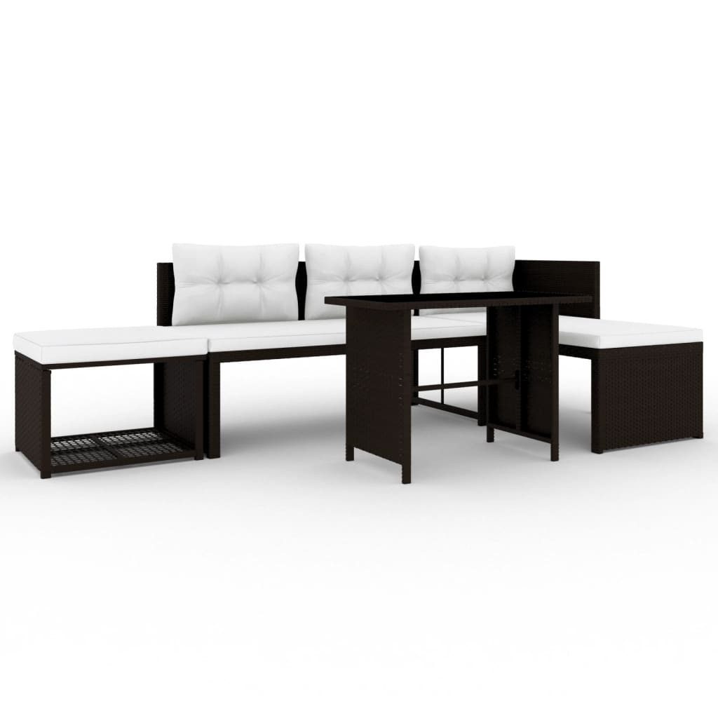 vidaXL Gartenlounge-Set 4-tlg. Garten-Lounge-Set Poly Rattan Braun, (4-tlg), Gartensofa 4-tlg. Poly Rattan Gartenmöbel Lounge Sitzgruppe Gartenset