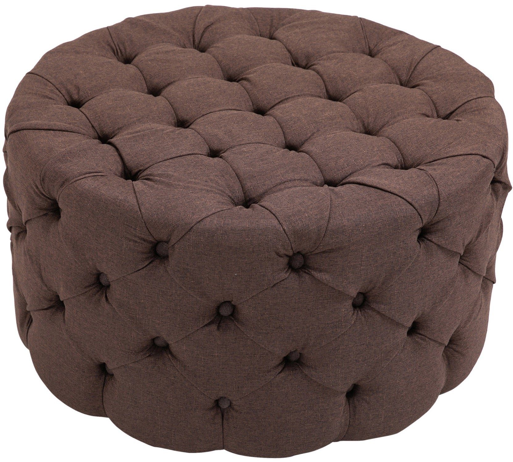 TPFLiving Sitzhocker Darcy Größe XL - Stylischer Stoffhocker (Beistellhocker mit stabilem Gestell und Bodenschonern, 1 St., Polsterhocker mit hohem Sitzkomfort - Farbe braun), Maße (HxBxT): 40 x 72 x 72 cm - Gewicht: 7 kg