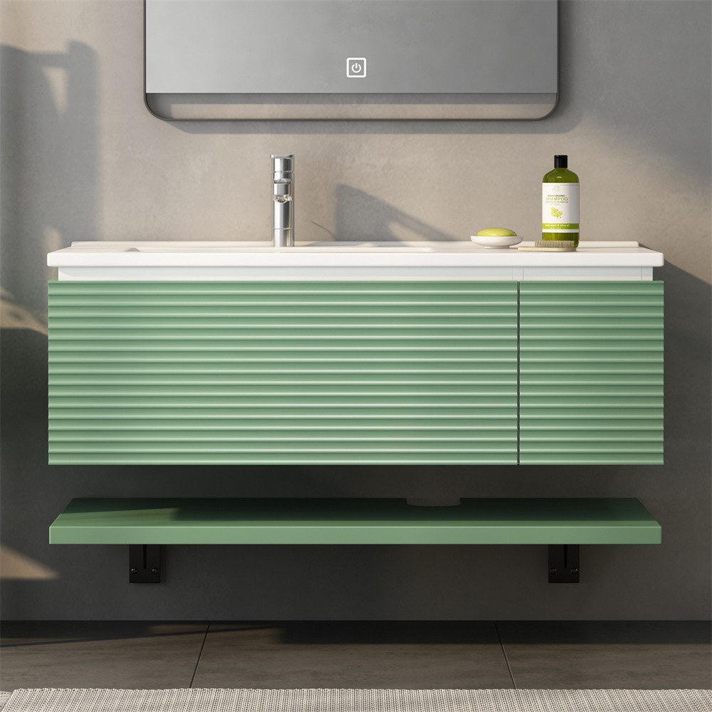 Sweiko Badmöbel-Set Waschbecken in Breite 90 cm, Waschplatz mit 1 Schubladen, ohne Spiegel,Grün