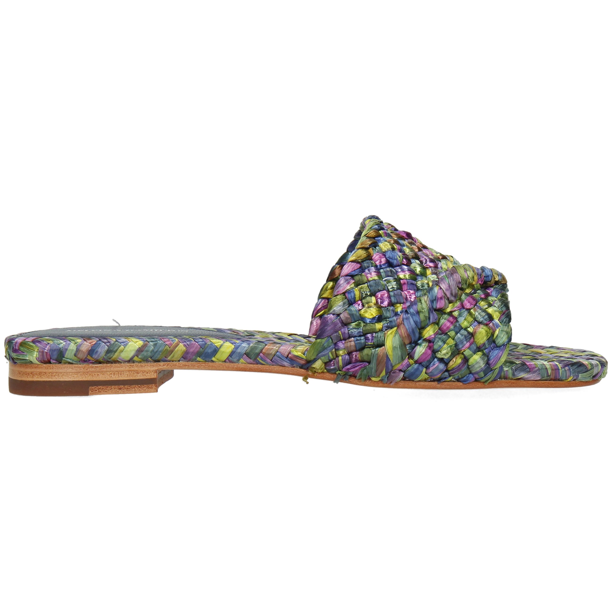 Flame Elodie 53 Pantolette Raffia & Melvin Hamilton Purple