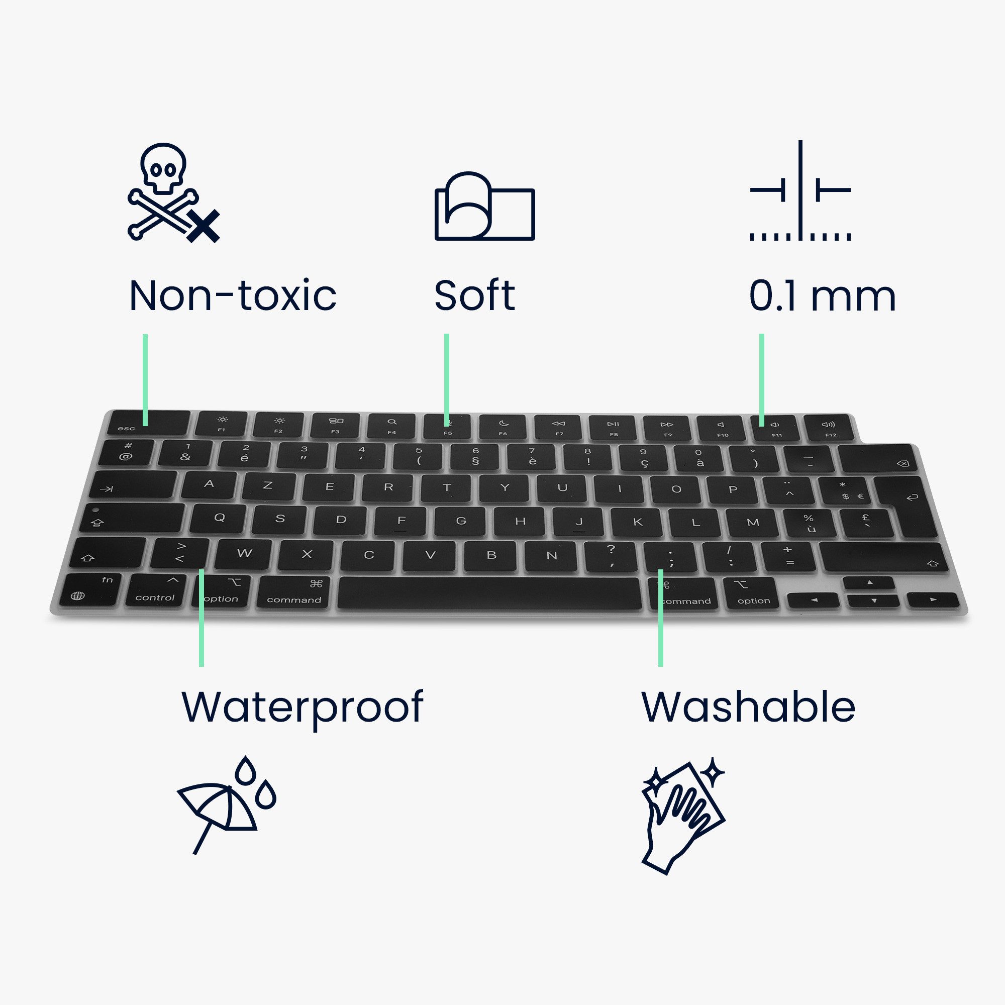 kwmobile Schutz-Set Tastaturschutz für Apple MacBook Air 13 M5 2026 A3449, AZERTY (Frankreich, Belgien) Silikon Laptop Abdeckung