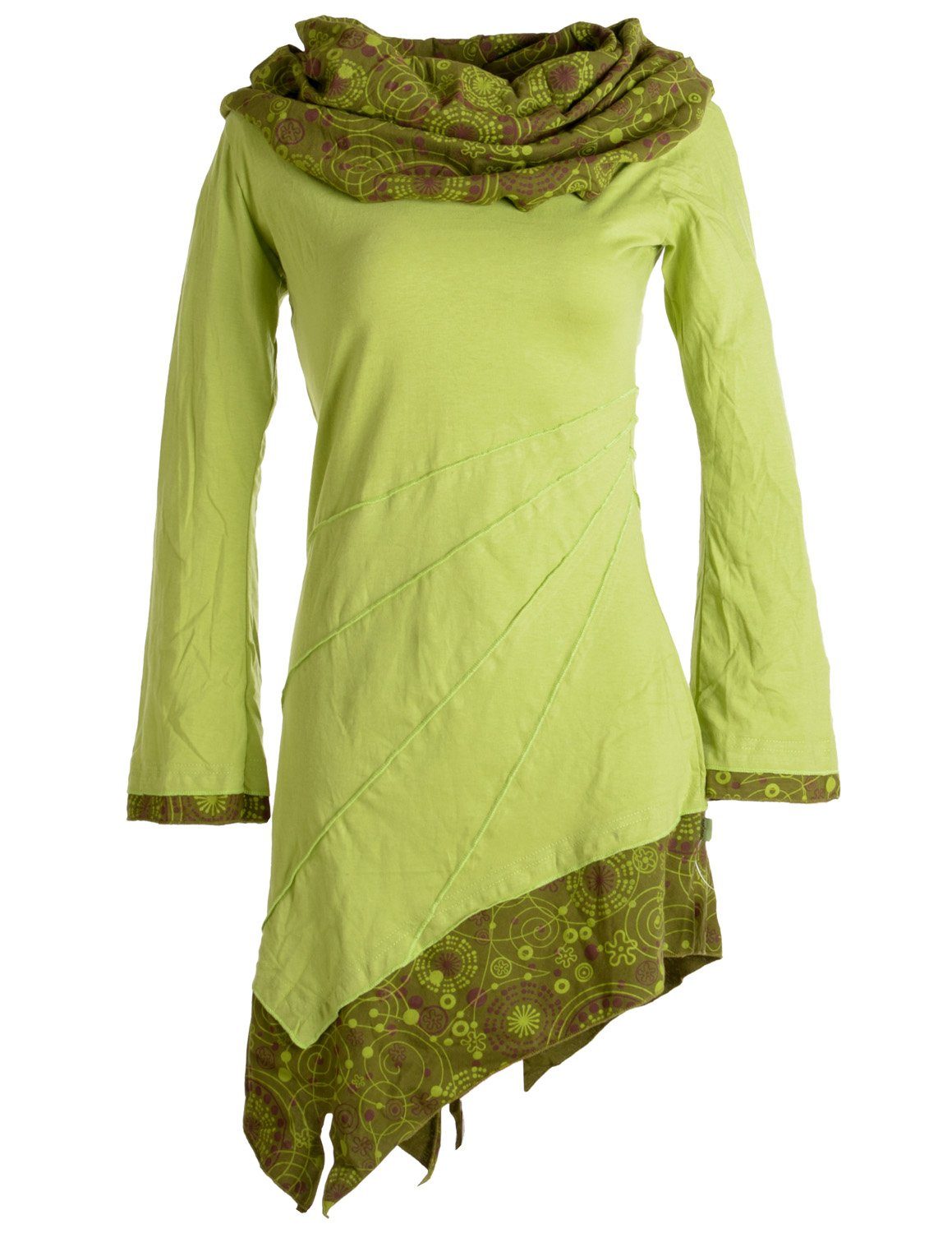 Goa Boho Jerseykleid »Asymmetrisches Lagenlook Kleid mit Spitze bedruckt« Hippie OTTO Damen Kleidung Kleider Asymmetrische Kleider Ethno Style 