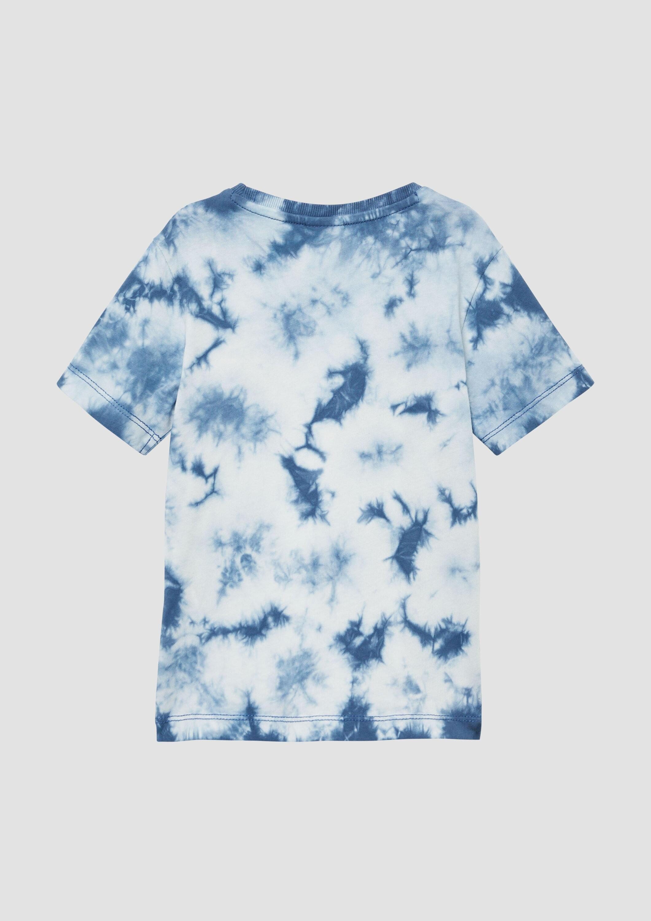 s.Oliver Kurzarmshirt T-Shirt T-Shirt mit Batikmuster und Printdetail