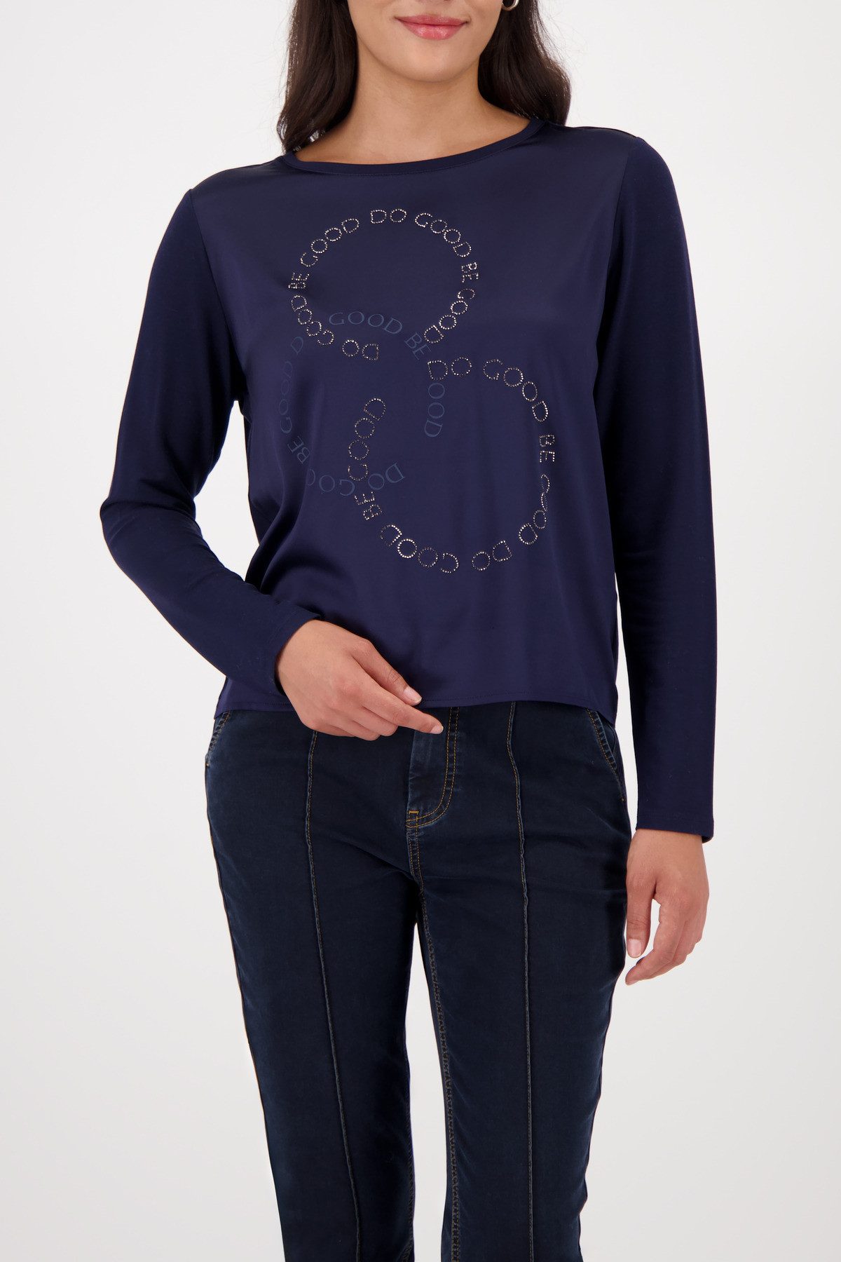 Monari Schlupfbluse mit Folienglanzdruck günstig online kaufen