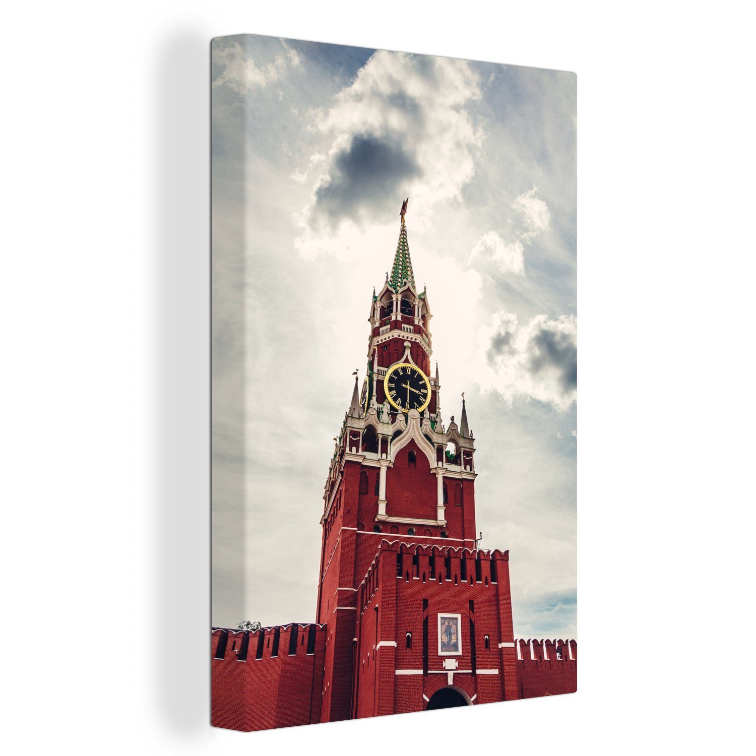 OneMillionCanvasses® Leinwandbild Der Spasskaja-Turm aus der Zeit der Russischen Revolution, (1 St), Leinwandbild fertig bespannt inkl. Zackenaufhänger, Gemälde, 20x30 cm