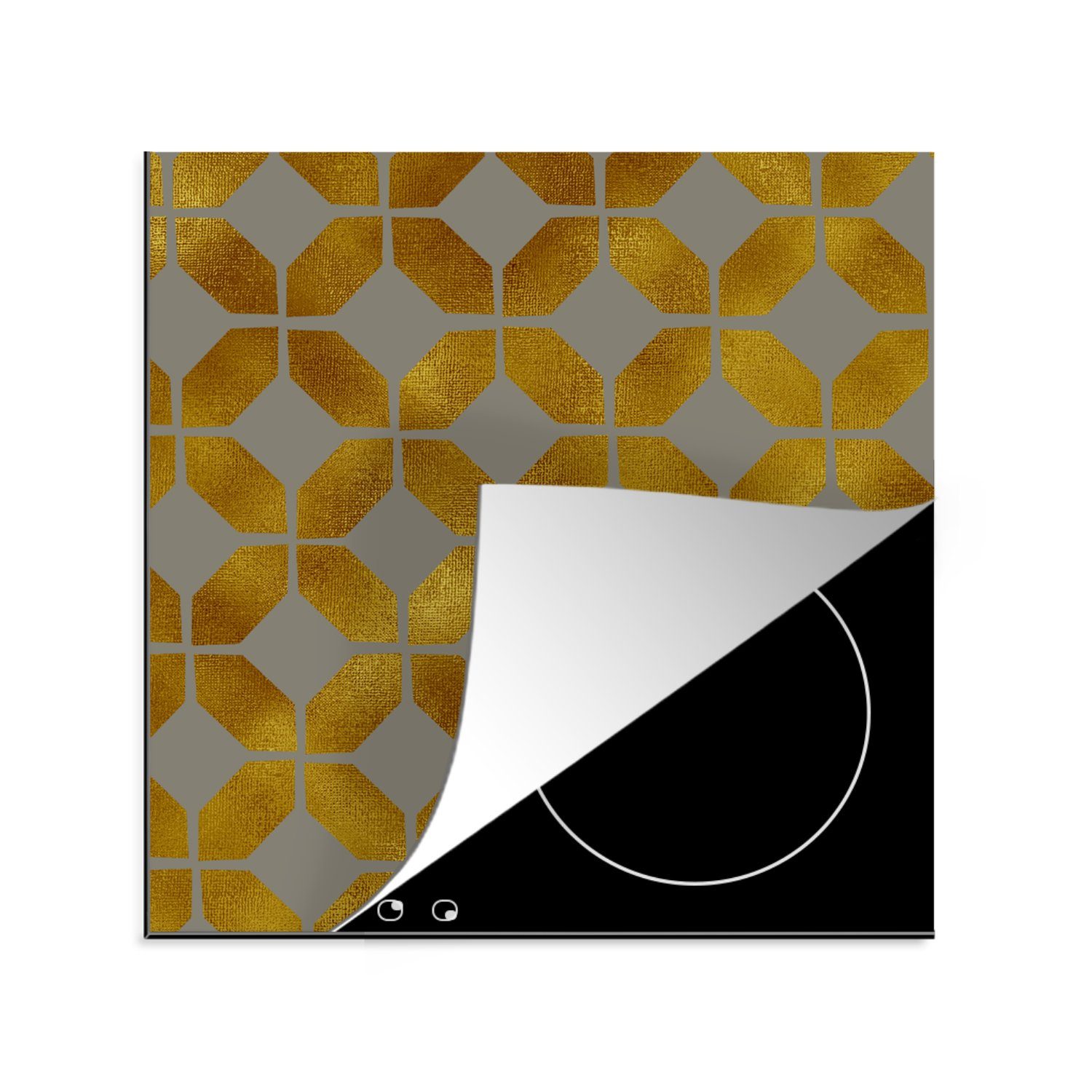 MuchoWow Herdblende-/Abdeckplatte Muster - Gold - Luxus, Vinyl, (1 tlg), 78x78 cm, Ceranfeldabdeckung, Arbeitsplatte für küche