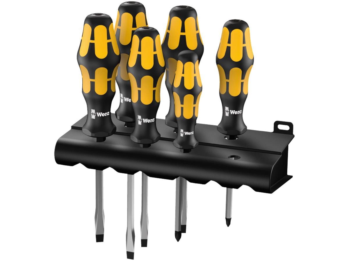 Wera Schraubendreher 932 S/6, (Set, 6-teilig), 6-teilig, inkl. Aufbewahrungs-Rack zur Wandmontage