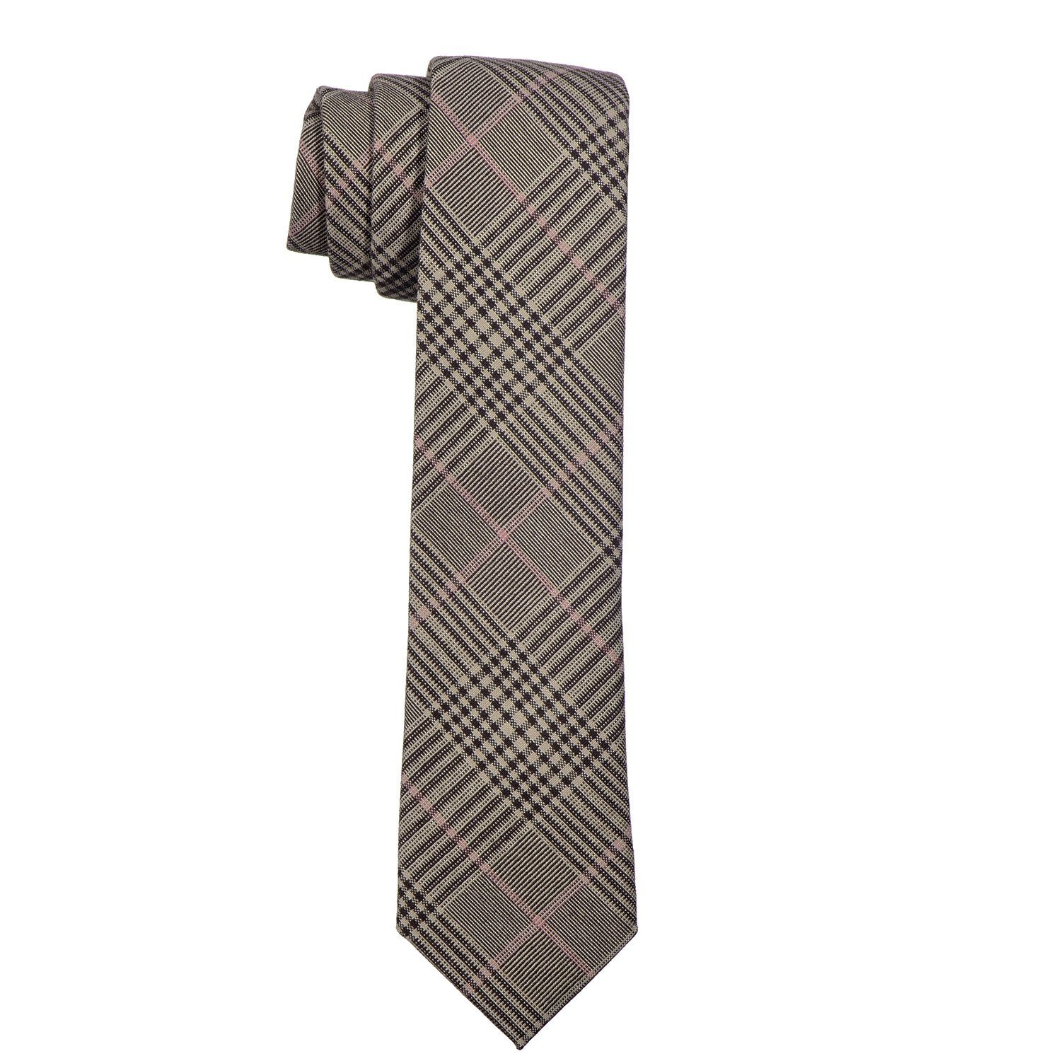 DonDon Krawatte Herren Krawatte 6 1-St., für (Packung, Karos kariert kariert mit Veranstaltungen Baumwolle, cm Streifen gestreift, festliche 1x oder oder Büro oder Krawatte) braun-schwarz