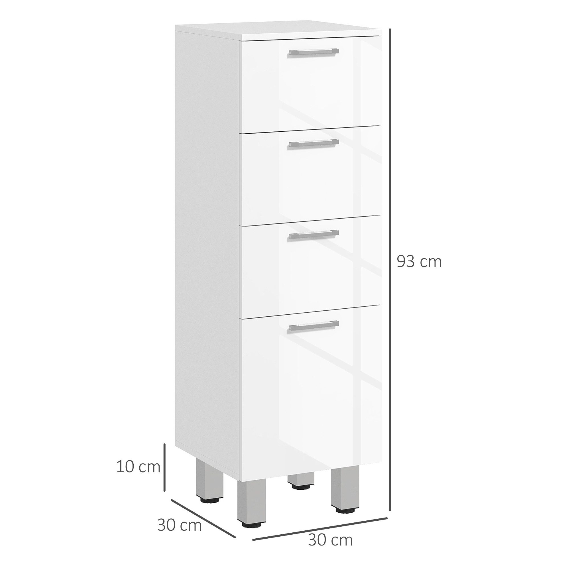Kleankin Badkommode Nischenschrank schmal Toilettenschrank Badschrank für Badezimmer (Badezimmer-Aufbewahrungsschrank, 1 St., mit Schublade, verstellbare Füße), – Bild 3 von 5