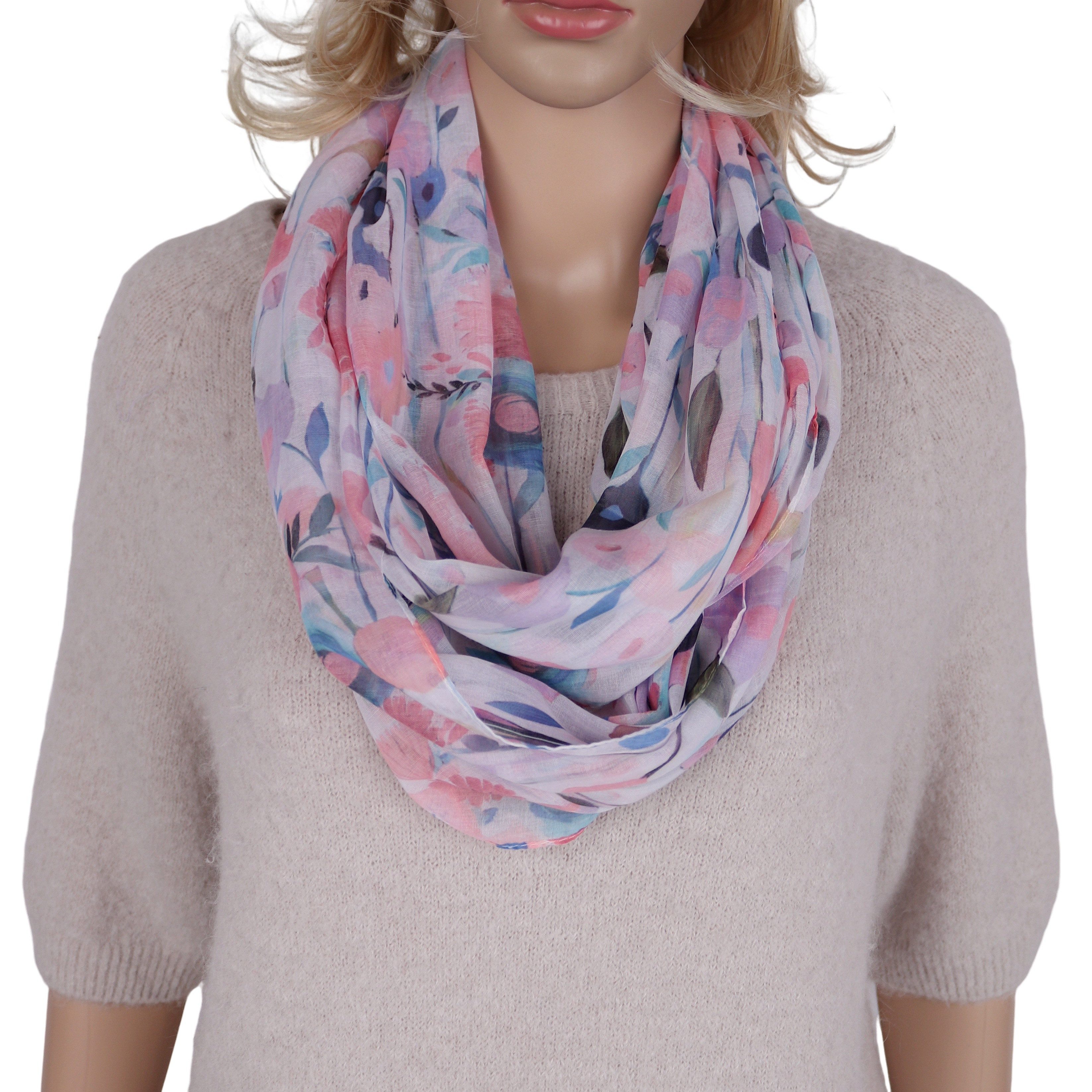 MIRROSI Loop Damen Schal mit Tollem Muster Weich aus 100% Viskose, (ca.160x48cm, zweimal um den Hals wickelbar), Damen Halstuch Stola ideal für Frühling,Sommer, Herbst