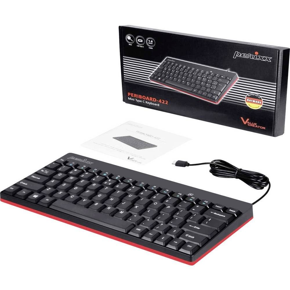 Perixx PERIBOARD-422 Kabelgebundene kompakte Mini Tastatur (USB-Anschluss)