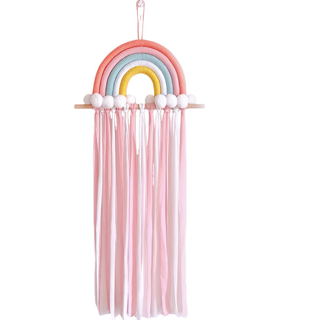 FOUORTUNATE-BEE Hängeaufbewahrung Haarspangen Organizer für Mädchen mit Quasten, Wandaufhängung, Haarschmuck Aufbewahrung für Schleifen & Haarreifen, Deko