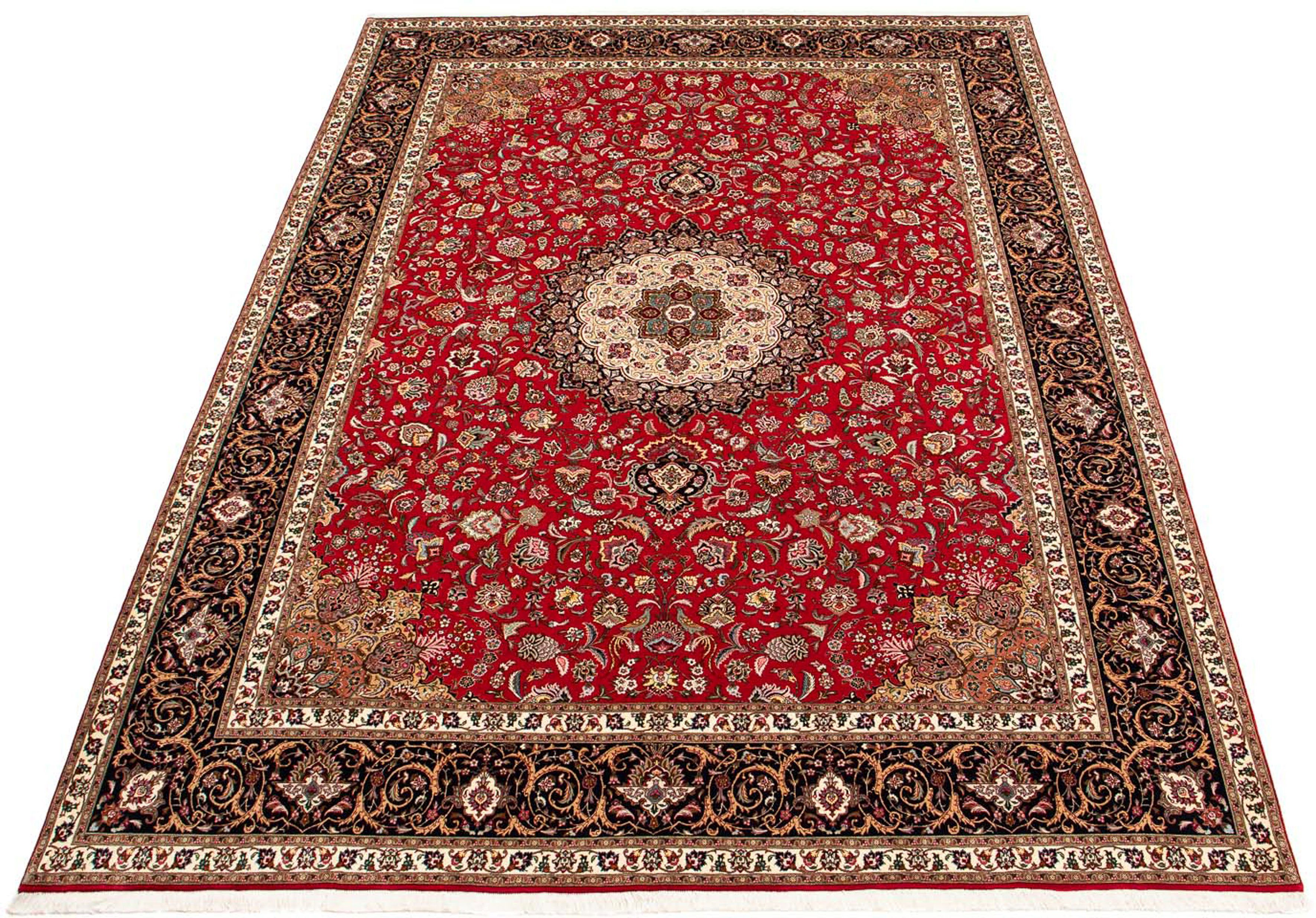 Orientteppich Perser - Täbriz - Handgeknüpft, Einzelstück Zertifikat Royal 7 - Wohnzimmer, morgenland, - x cm rechteckig, rot, Höhe: 302 405 mm, mit