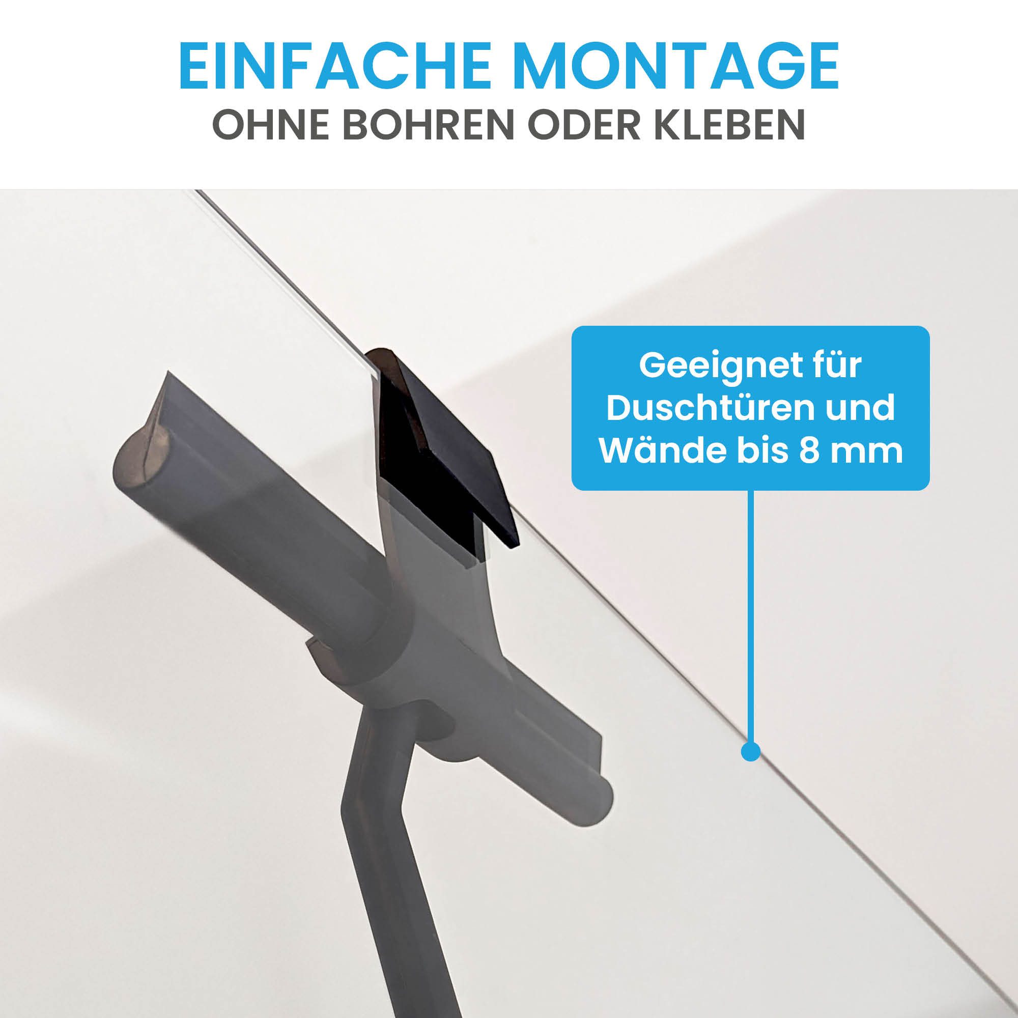 Bächlein Duschabzieher Glasabzieher Silikon - Abzieher Dusche, Haltehaken + Wasserabzieher, 21 cm breit – Bild 5 von 5