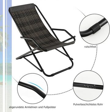 KOMFOTTEU Gartenliege Strand Liegestuhl, klappbare & tragbare Sonnenliege, bis 160kg