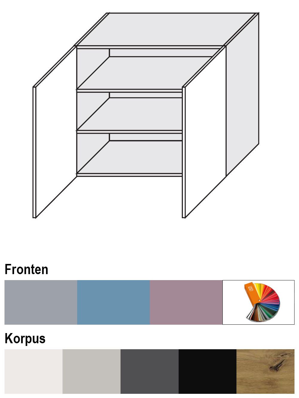 Feldmann-Wohnen Klapphängeschrank Bari (W3/90, 2-türig, 2 Einlegeböden, 1-St., moderne Kassettenoptik, lackierte Fronten, 90x32,5x72cm) lava / RAL 4009 pastellviolett matt