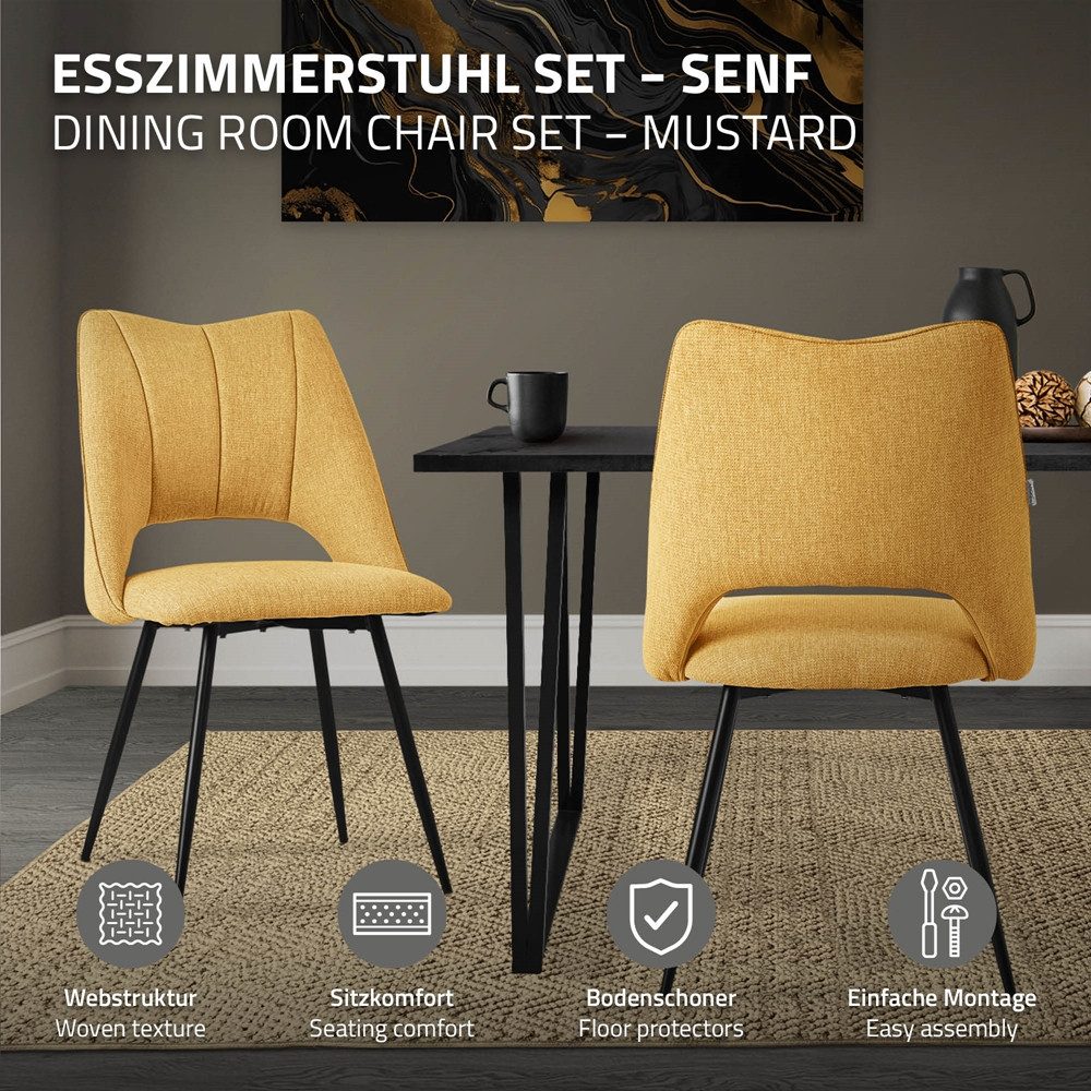 ML-DESIGN Stuhl Esszimmerstühle mit Rückenlehne moderne Design Lounge Küchenstühle (2 St), Polsterstuhl Esstischstühle 2er Set Clubsessel Polyester bis 120kg – Bild 3 von 5