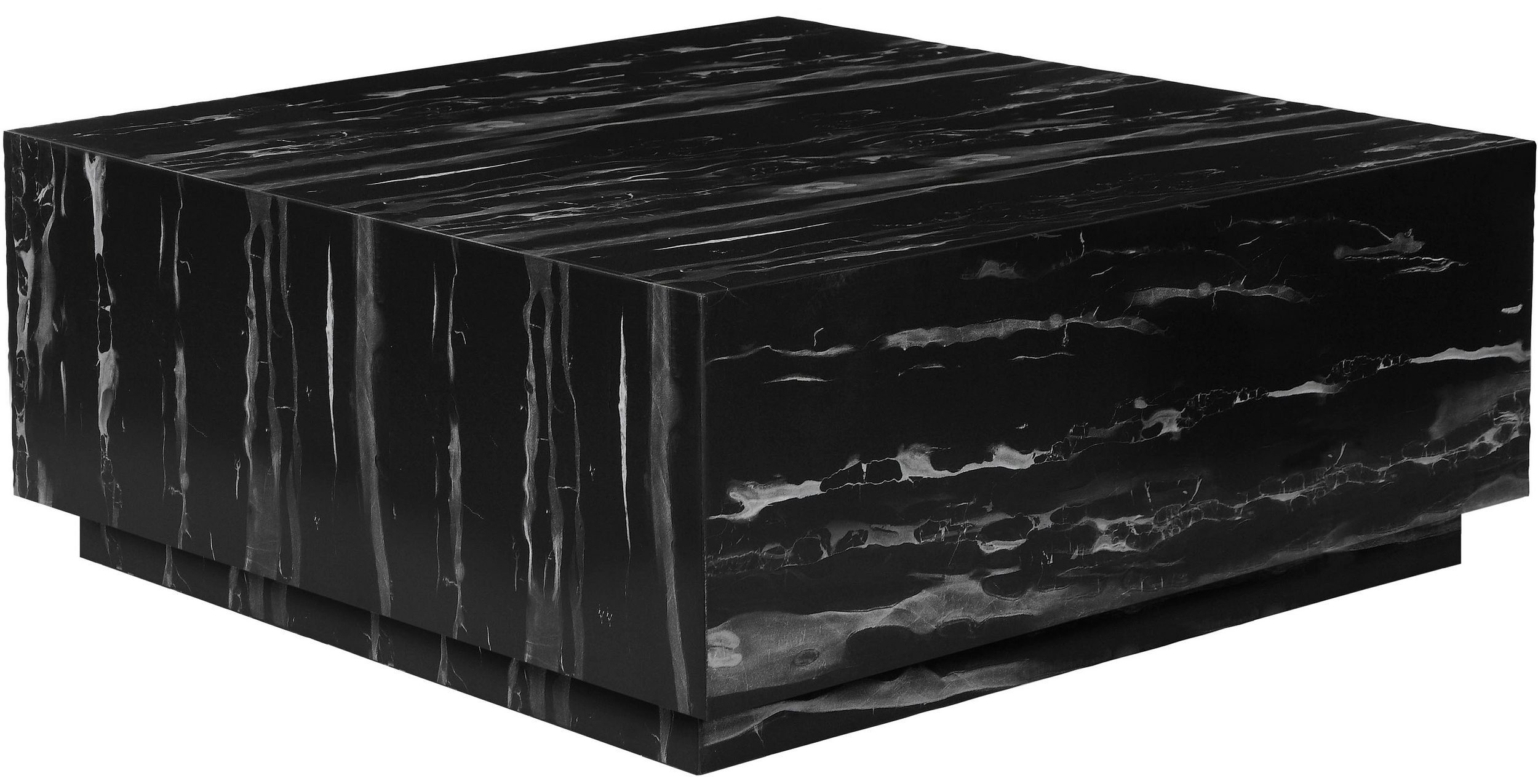 loft24 Couchtisch Vivo, Wohnzimmertisch in Marmoroptik, quadratisch, Breite 100 cm schwarz