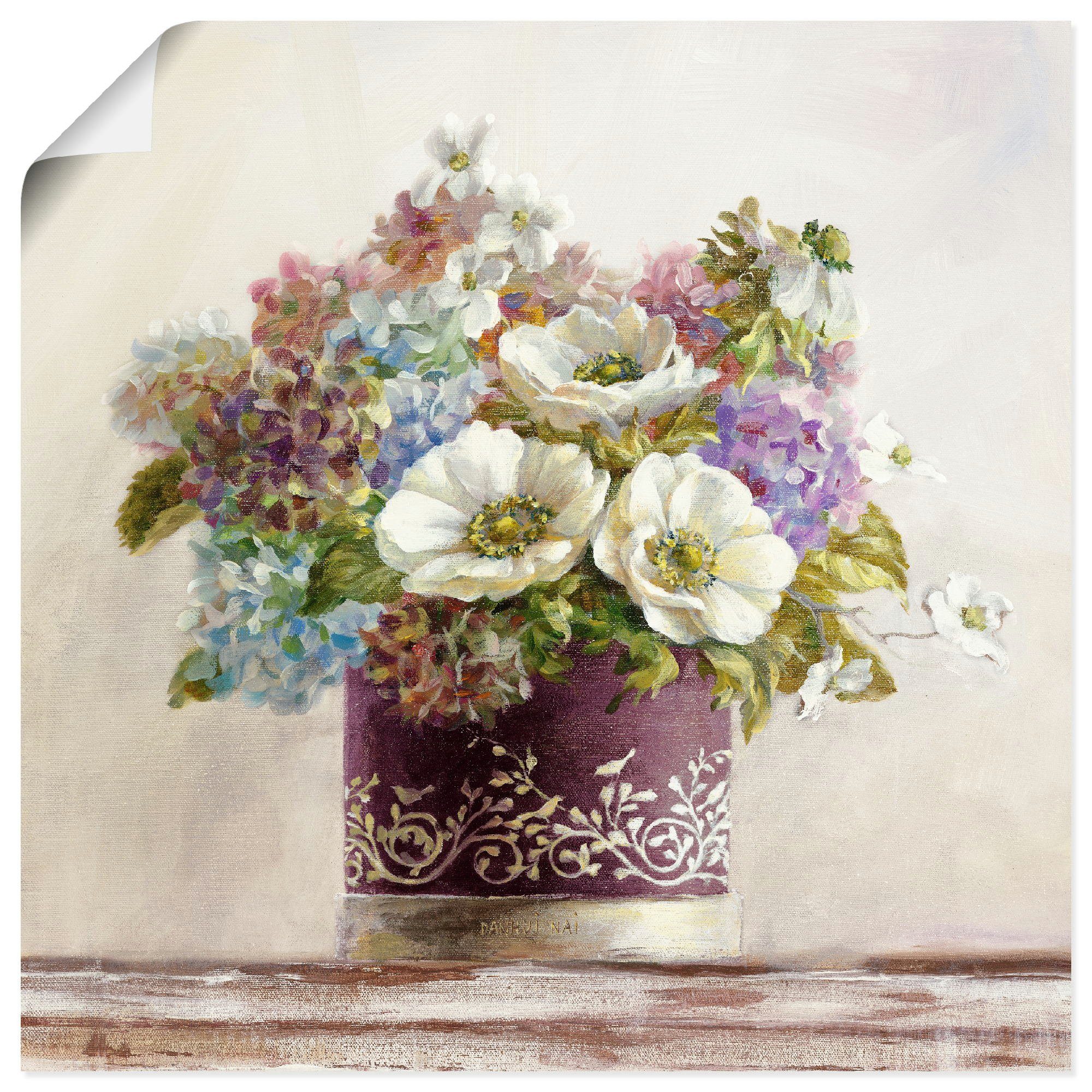Artland Wandbild Anemonen in Auberginer Hutschachtel, günstig online kaufen