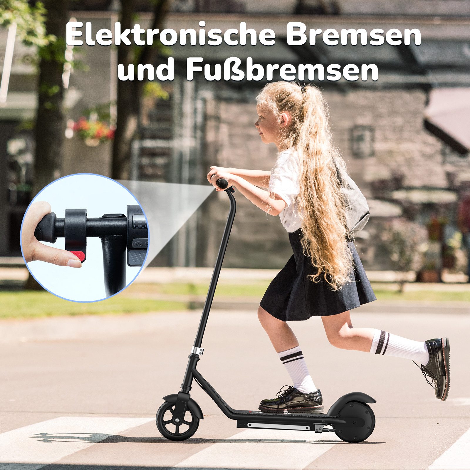 iscooter Miniscooter Elektro-Kinderroller Kinder von 6-12 Jahren mit magnetischer Aufladung, (1 tlg), 150W, 16km/h, LED-Anzeige, farbige Lichter, Doppelbremsen