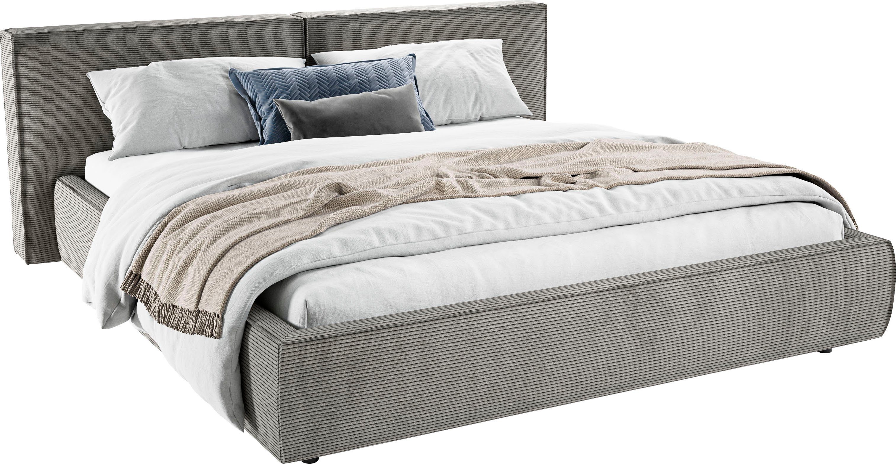 Home affaire Polsterbett Adrina mit Biesenoptik, Feincord und Luxus-Microfaser, bis 280kg, auch in Überlänge 220 cm, 4 Breiten bis 200cm