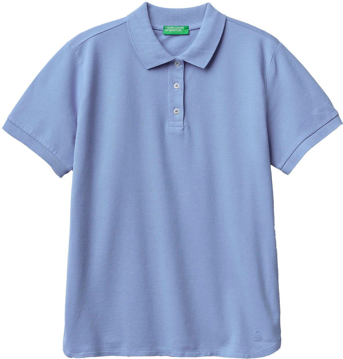 Knöpfen United perlmuttfarbenen Poloshirt mit of Benetton hellblau Colors