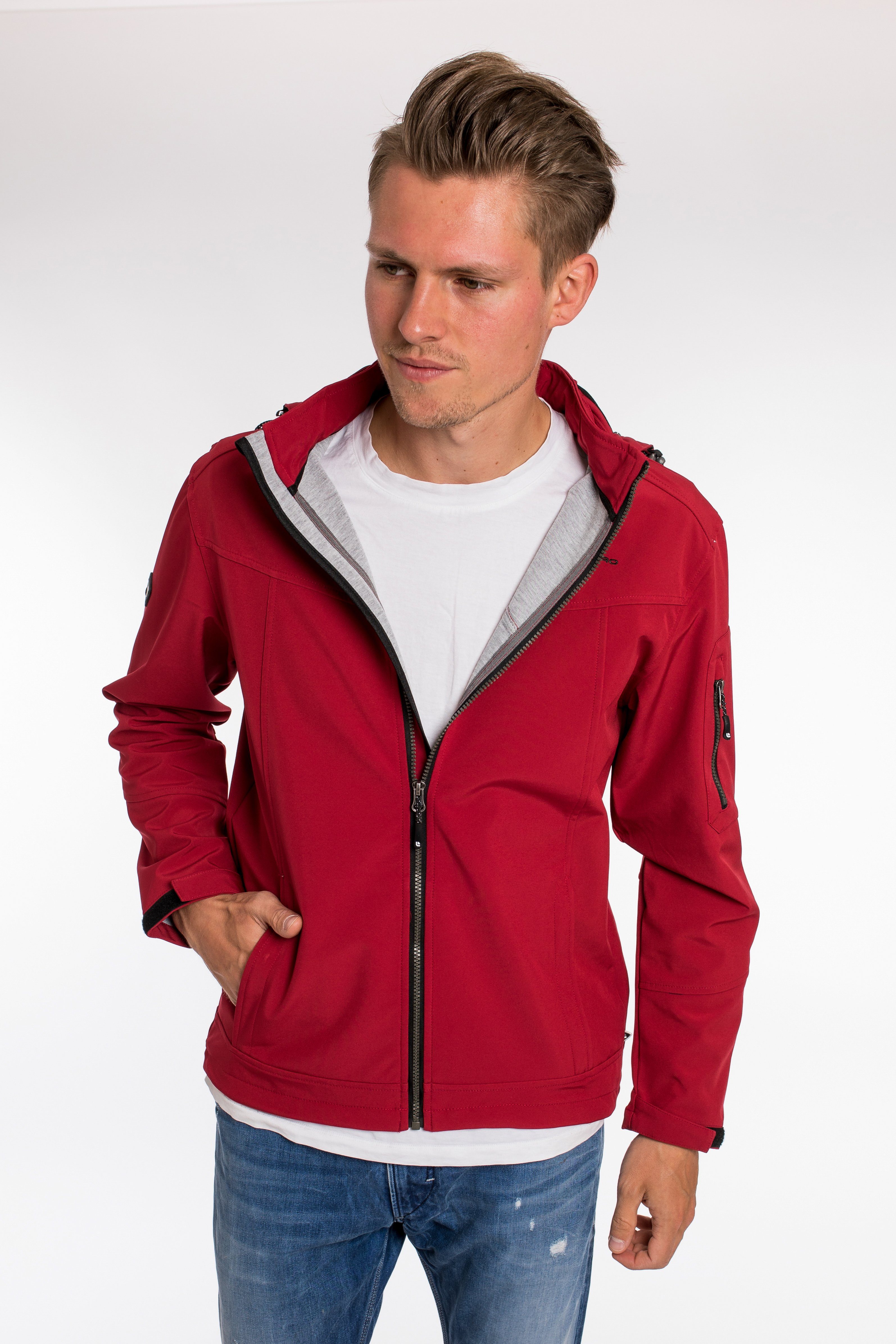 DEPROC Active Softshelljacke DEXTER mit Funktionales abnehmbarer 3-Lagen-Laminat mm PEAK mit MEN 8.000 Kapuze, Wassersäule