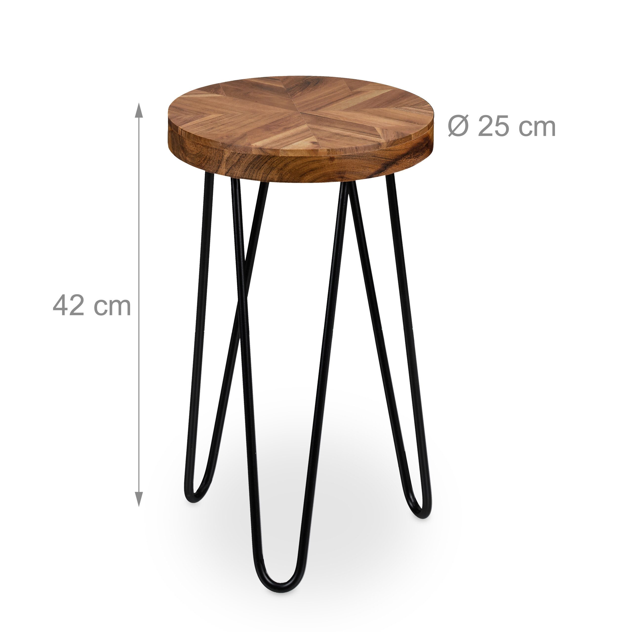 relaxdays Blumenhocker Retro Blumenhocker aus Akazie