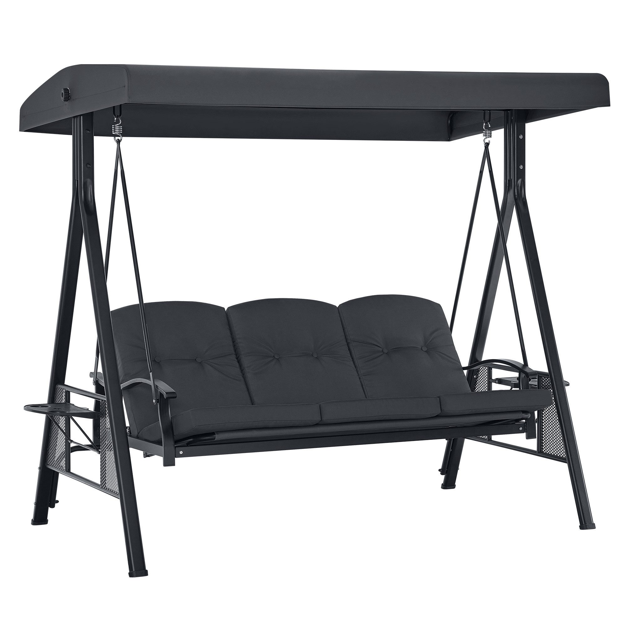 MCombo Hollywoodschaukel M MCombo 3-Sitzer Hollywoodschaukel mit Liegefunktion 4093(Dunkelgrau), Liegefunktion