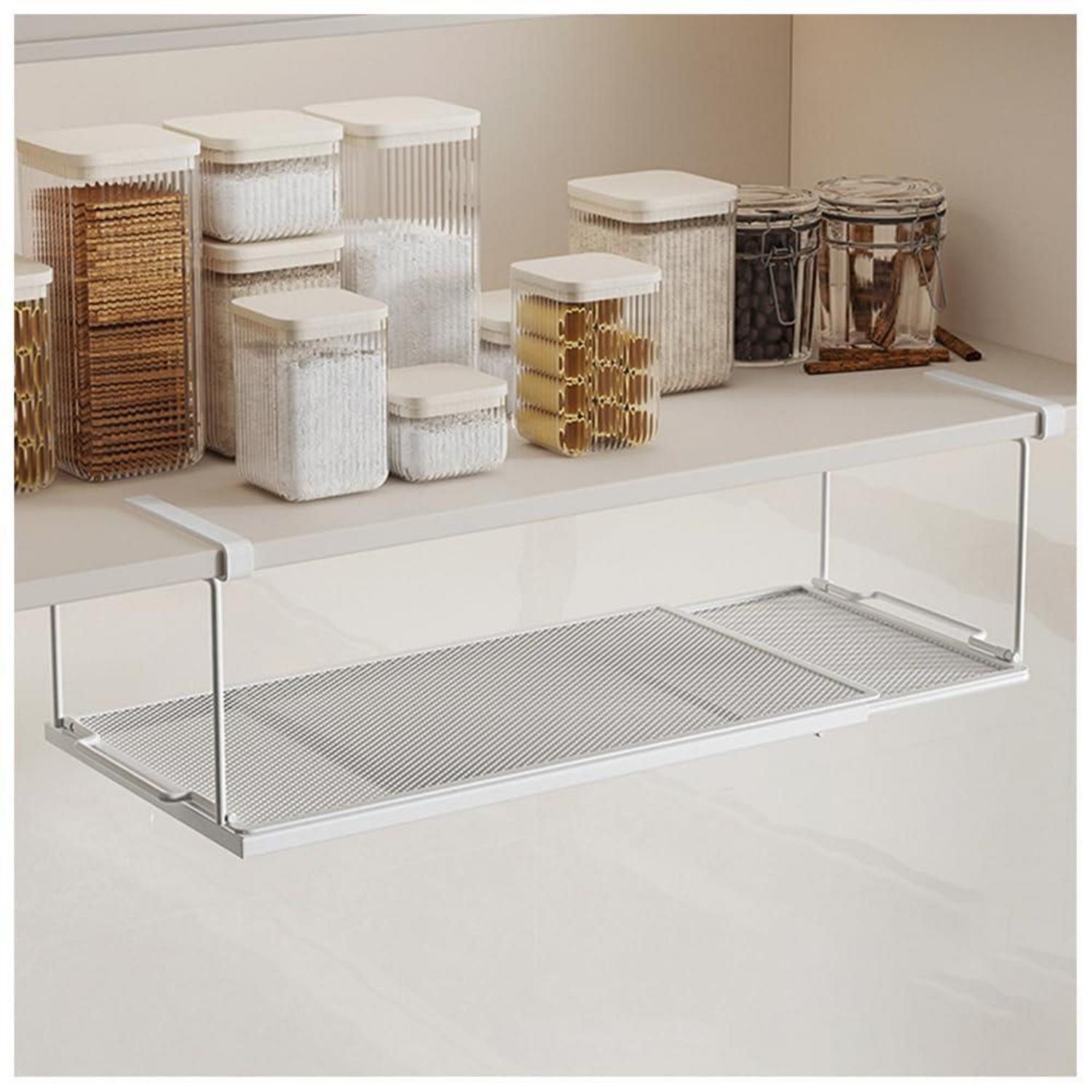 LuxusKollektion Unterstellregal Aufbewahrungskorb unter Regal Weiß ausziehbar, 1-tlg.