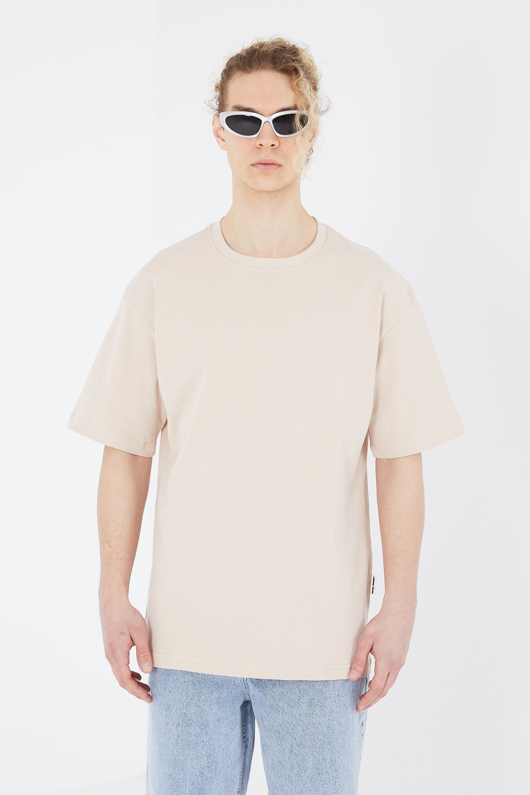 COFI Casuals T-Shirt einfarbiges Basic Oversized T-Shirt mit 320 GSM Baumwolle
