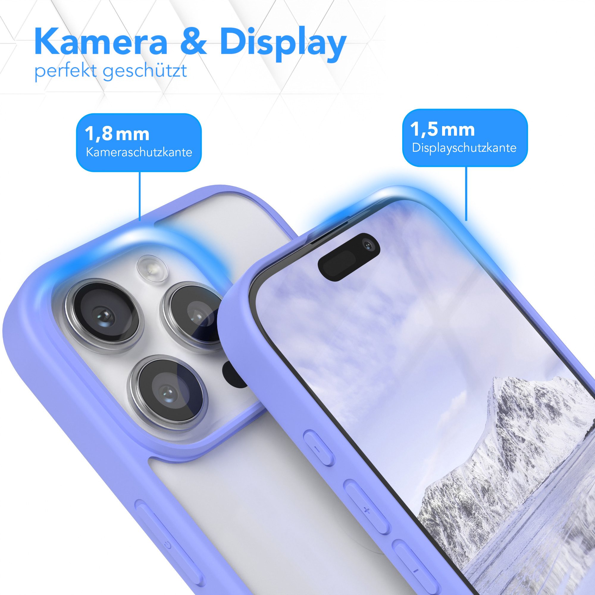 EAZY CASE Handyhülle Bumper Case für Apple iPhone 16 Pro 6,3 Zoll, Smart Slimcover Transparent stoßfest Hybrid Hülle Back Cover Blau