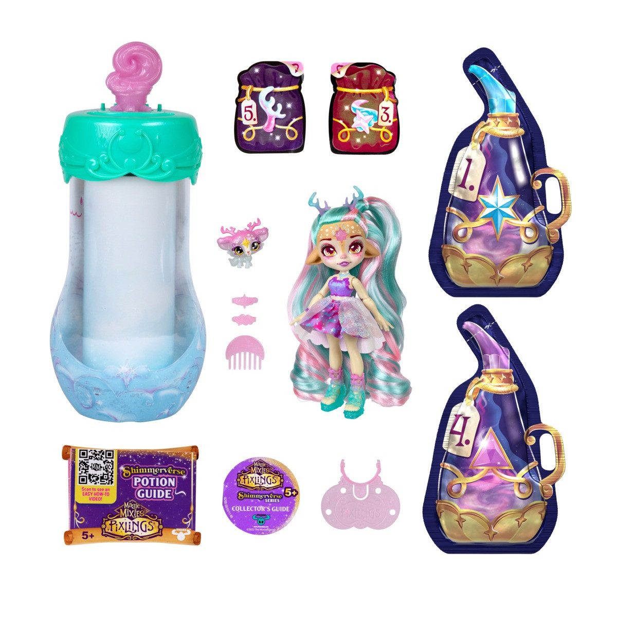 Folia Babypuppe Magic Mixies Puppe Pixlings s2 glxy hair doll Deerlee