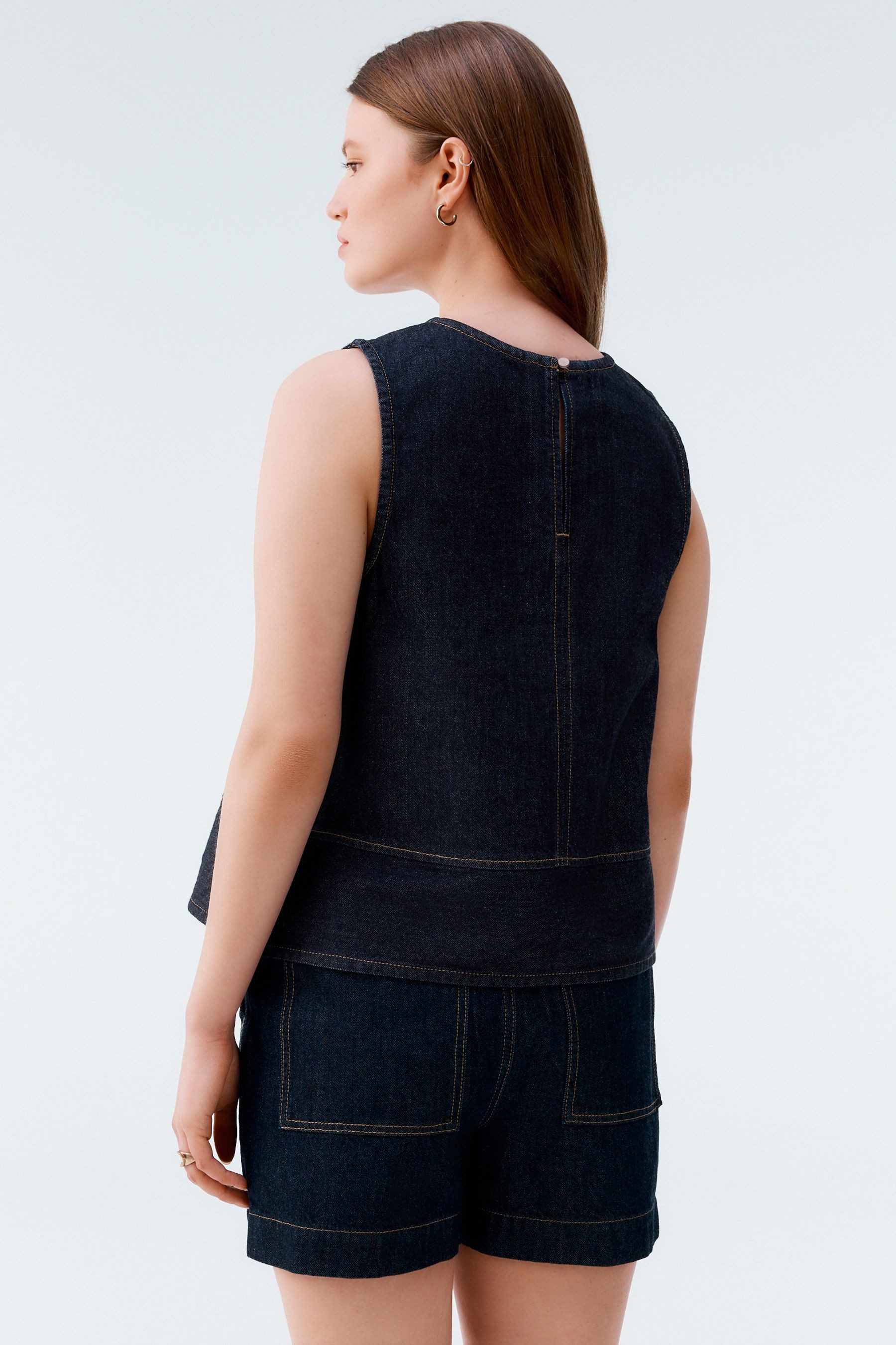 Next Jeanshemd Rundhals-Jeansoberteil aus 100 % Baumwolle günstig online kaufen