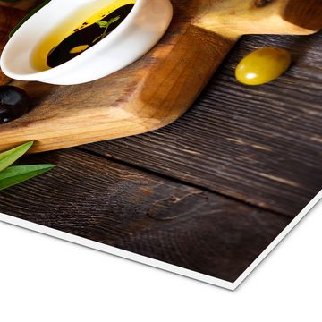 Posterlounge Forex-Bild Editors Choice, Grüne und schwarze Oliven, Küche Rustikal Fotografie