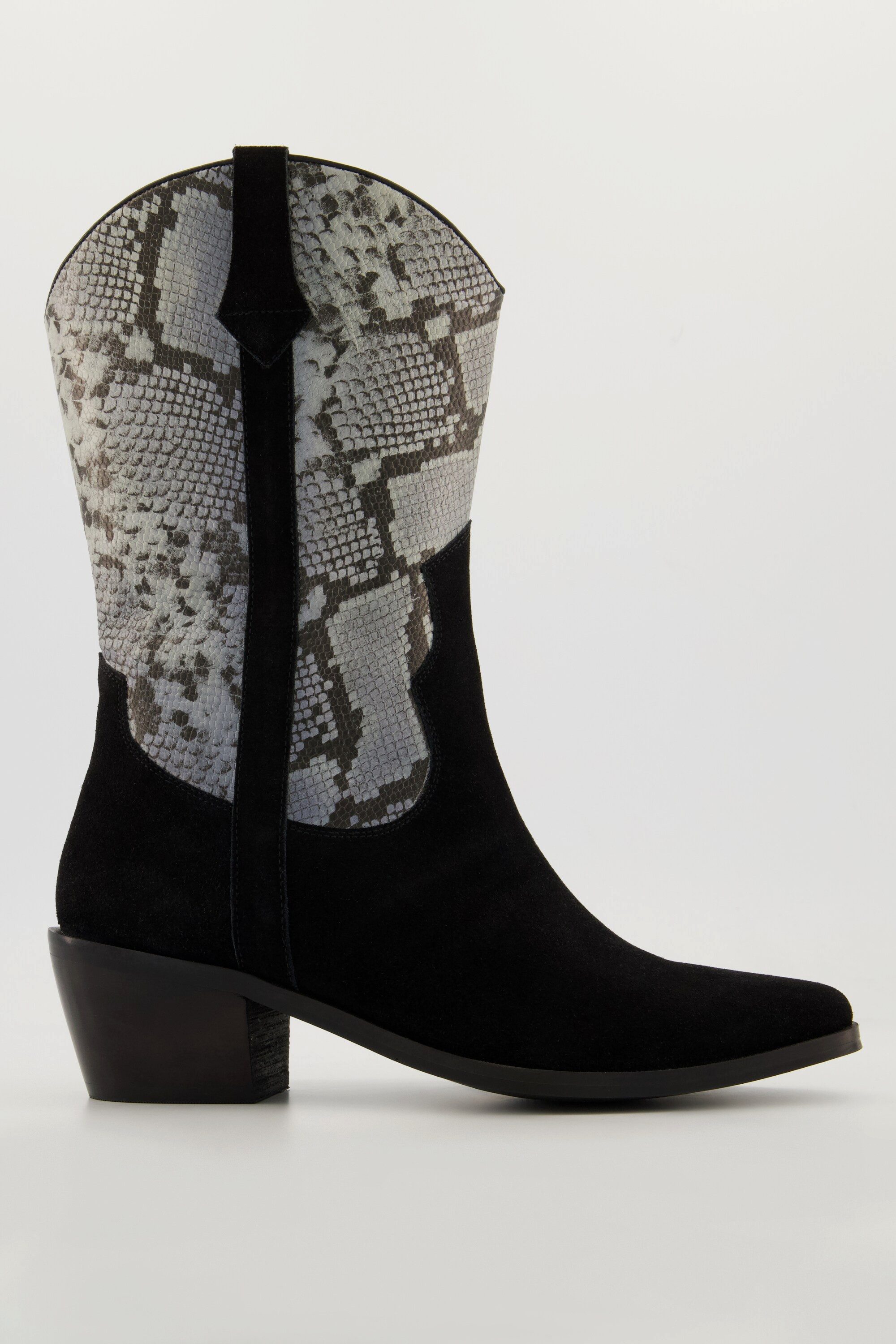 Ulla Popken Leder-Western-Stiefeletten Veloursleder Weite H günstig online kaufen