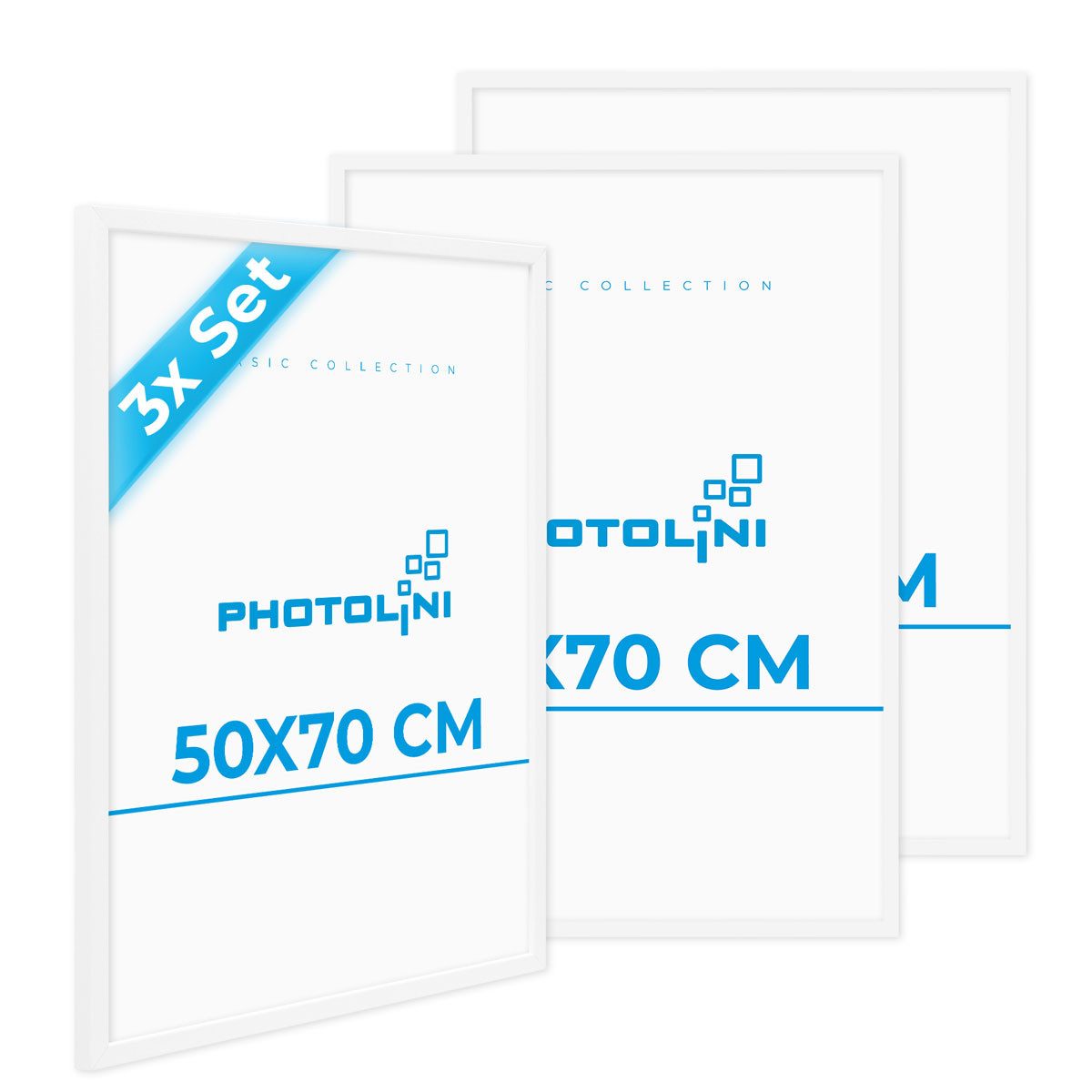 PHOTOLINI Bilderrahmen 3er Set, stabiles MDF-Holz, mit Acrylglas, extra Zubehör