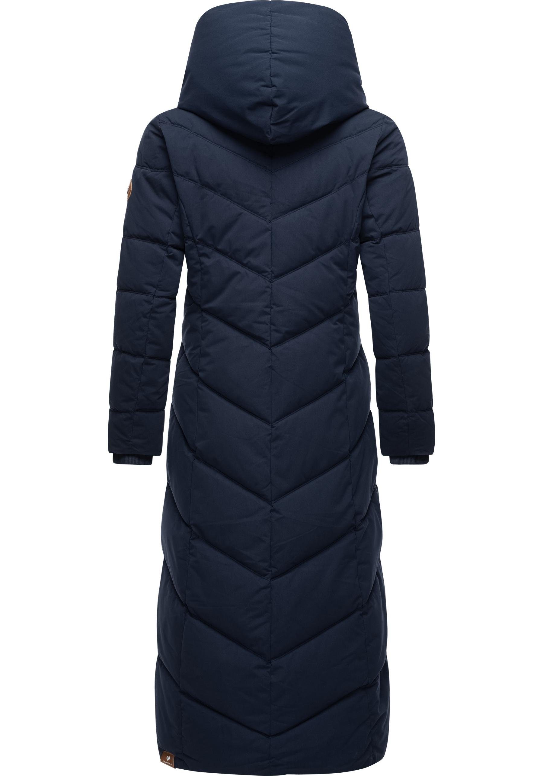 Ragwear Steppmantel Natalka Extralong Gesteppter Damen Mantel mit Kapuze