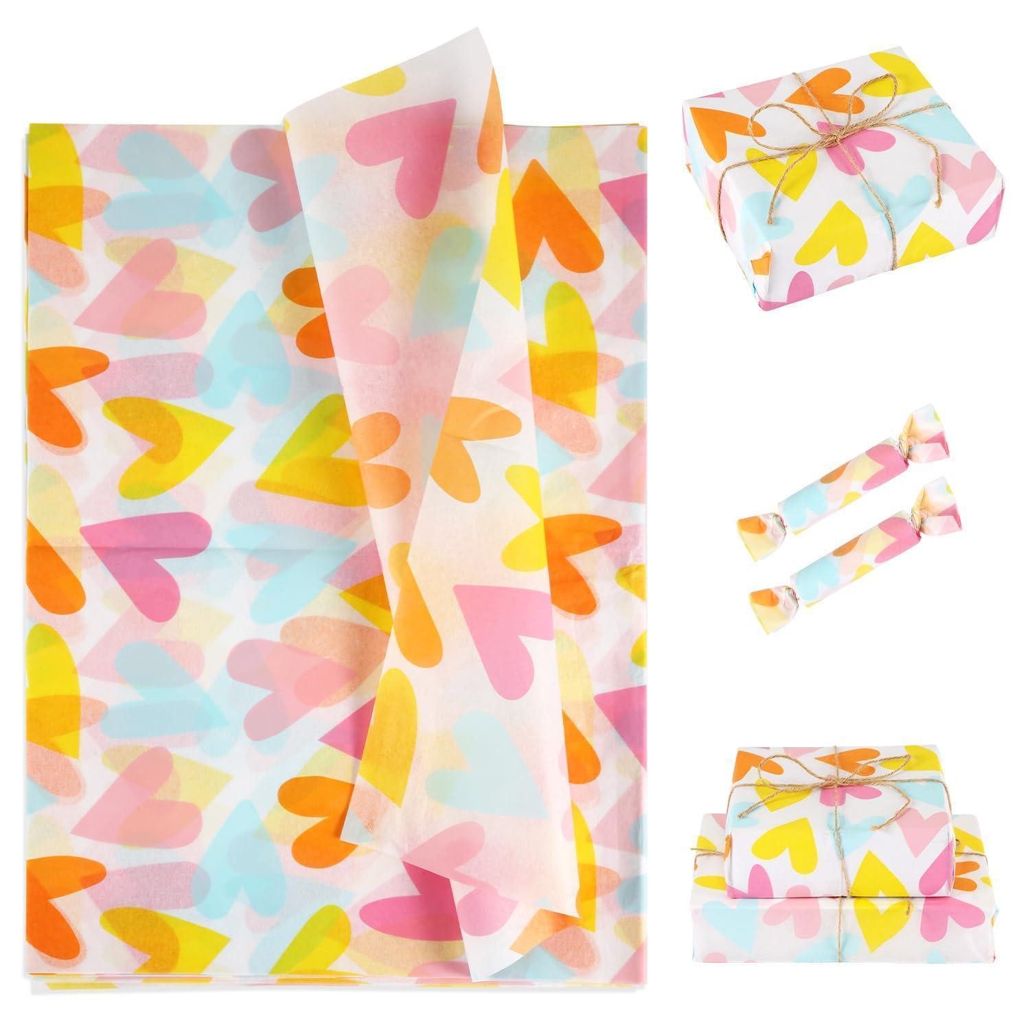 LuxusKollektion Geschenkpapier Geschenkpapier 30stk Herzen bunt 35x50cm, (30St)