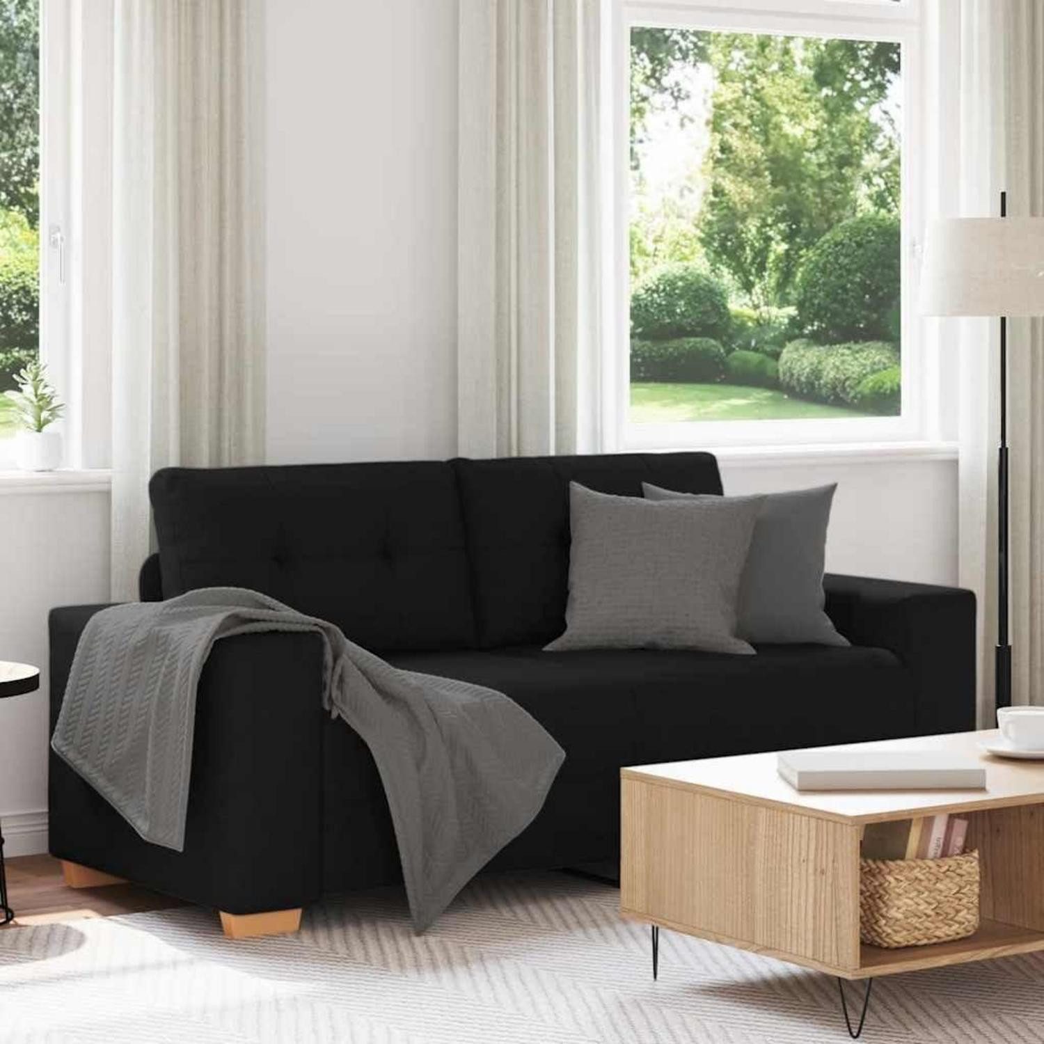 LuxusKollektion Sofa Sofa Couch Wohnzimmer Stoff Schwarz 140 cm